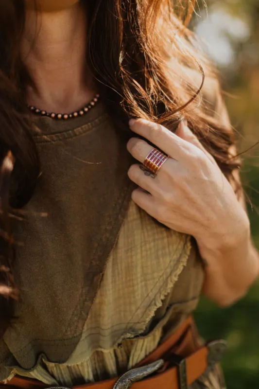 5 Bar Ring | Coral sold by Goldie Lew