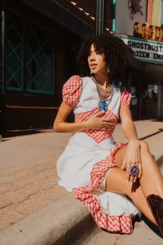 Red + White Gingham Dress - Vintage sold by Goldie Lew