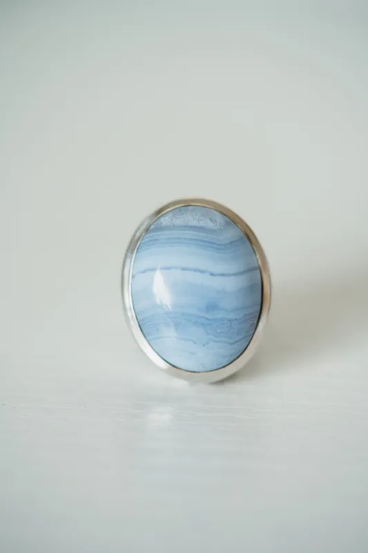 Rocky Ring | Blue Lace Agate- FINAL SALE sold by Goldie Lew