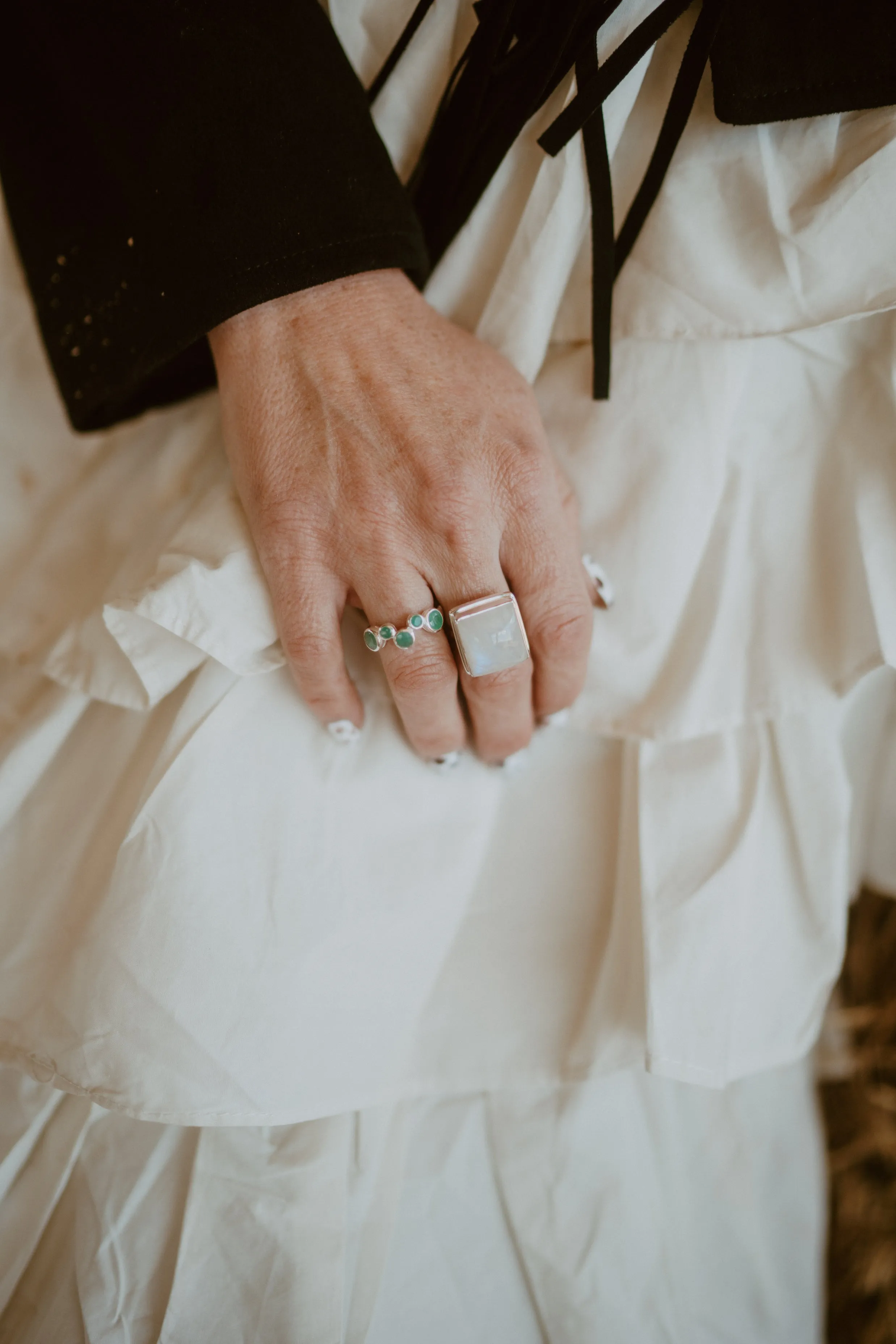 Simon Ring | Rainbow Moonstone sold by Goldie Lew product image thumbnail 2