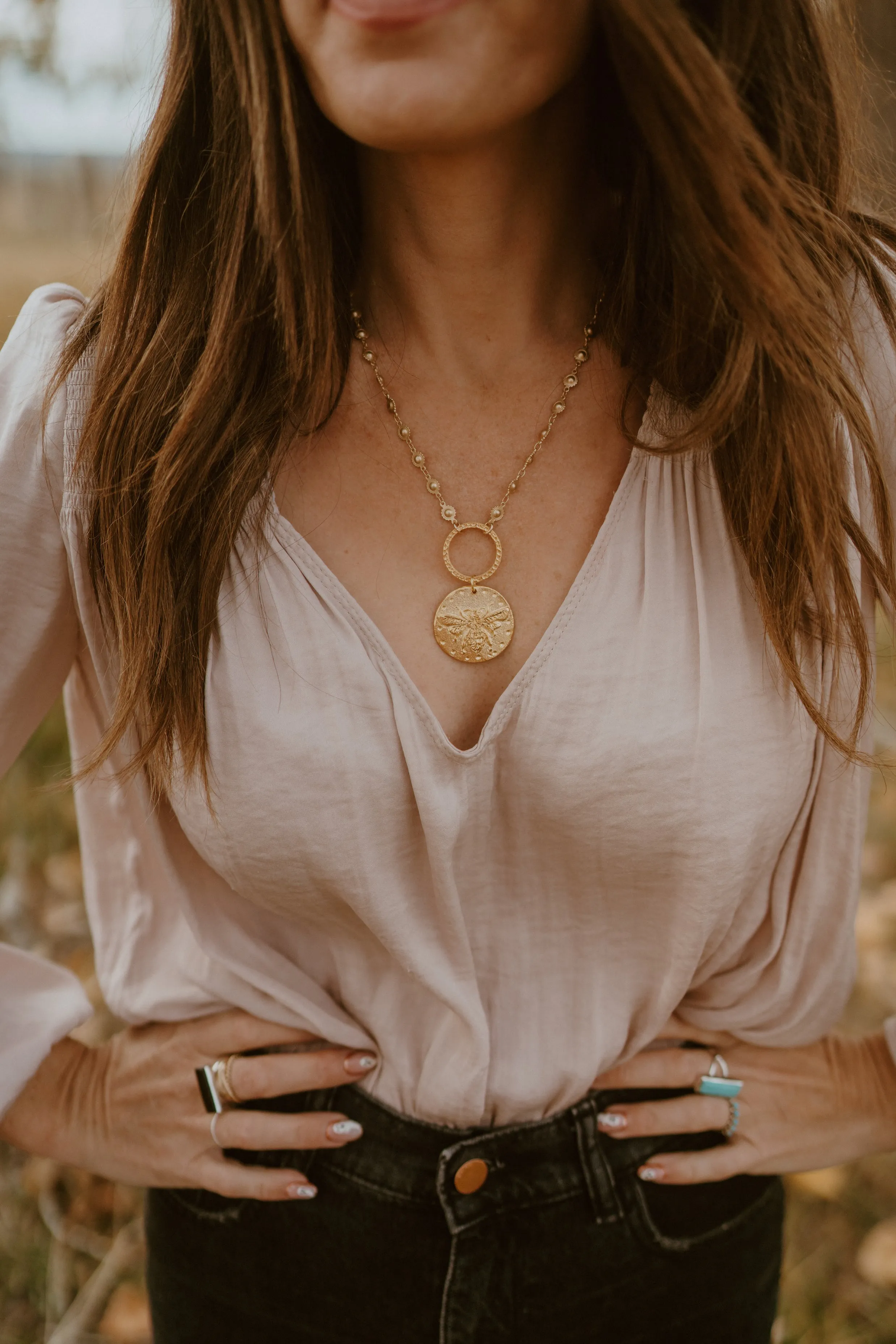 Big Gold Bee Necklace | #2 sold by Goldie Lew