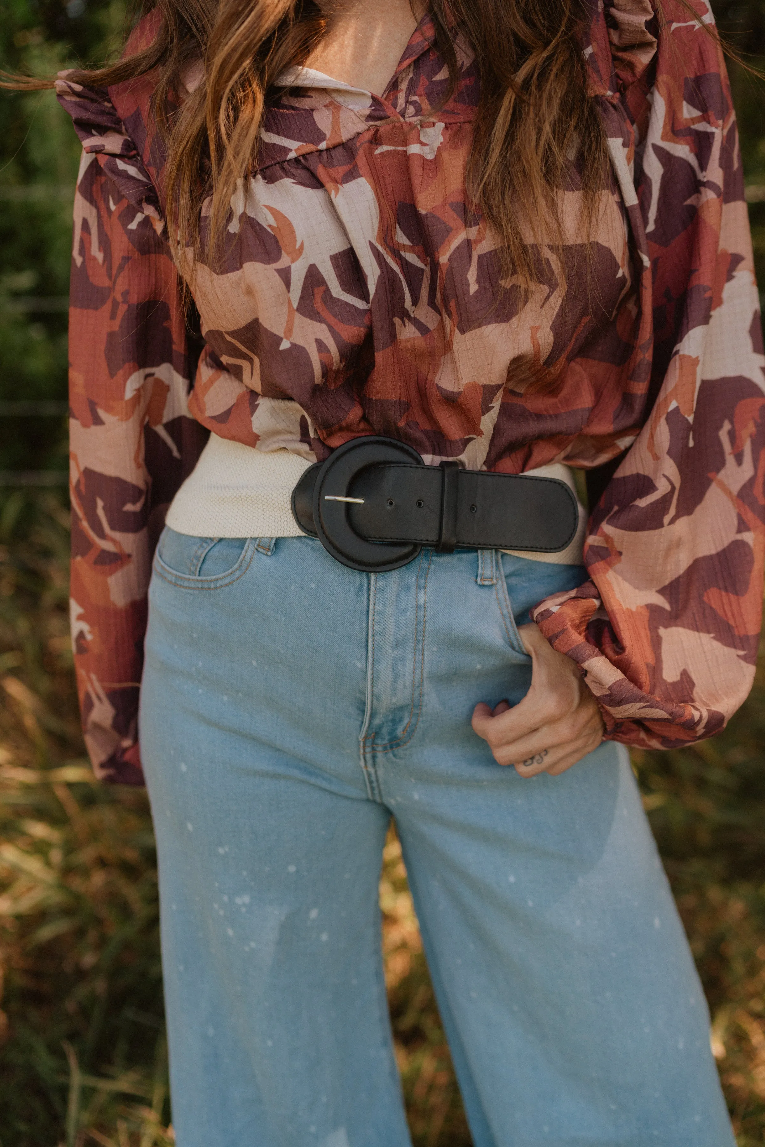 Wide Stitch Leather Belt sold by Goldie Lew