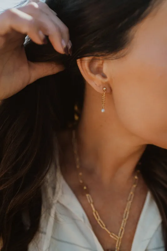 Pearl Chain Hoops sold by Goldie Lew