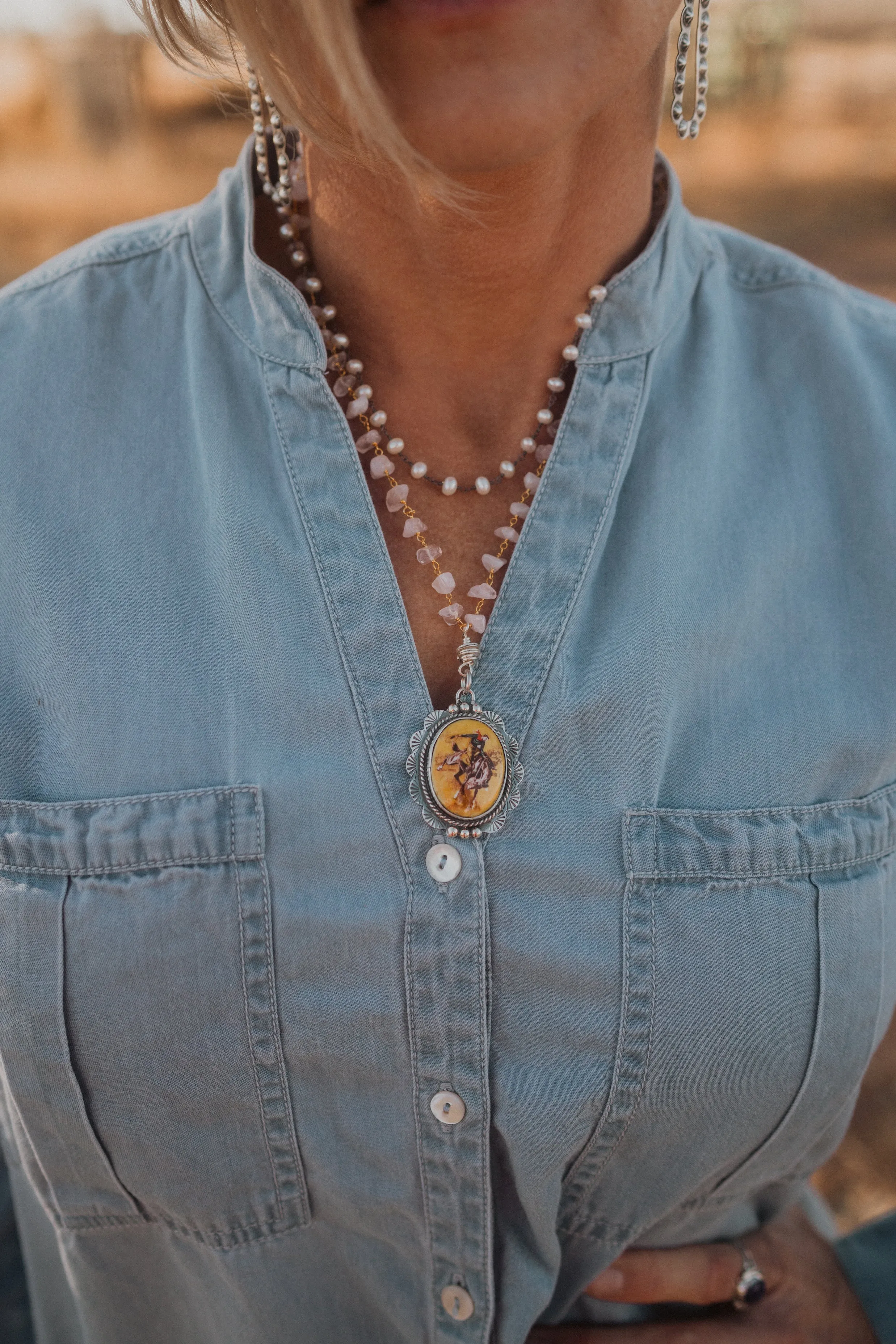 Yellow Bucking Bronco | Necklace Set sold by Goldie Lew