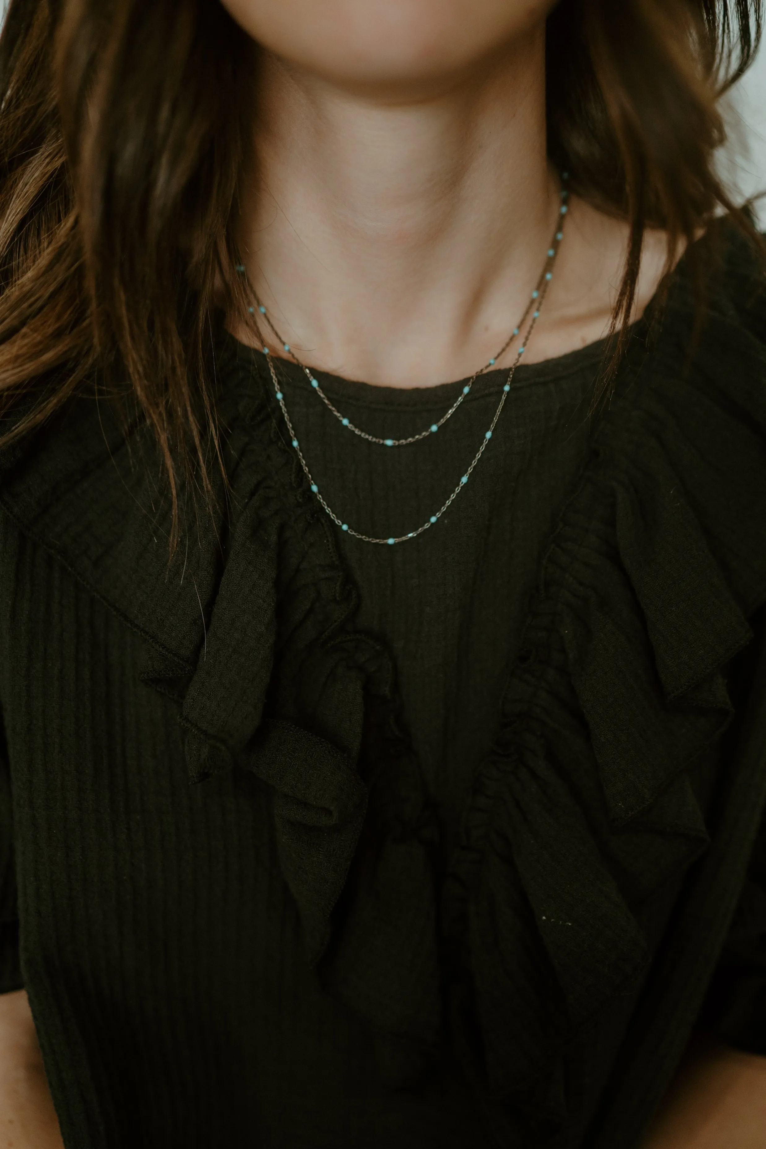 Double Strand Maria | Gun Metal + Turquoise sold by Goldie Lew product image thumbnail 4