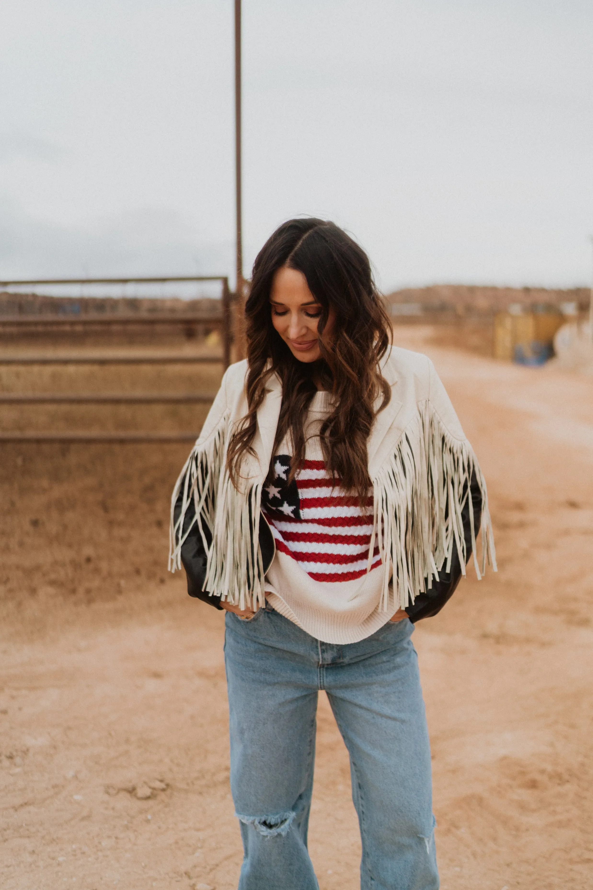 Beige and Black Fringe Jacket sold by Goldie Lew product image thumbnail 2