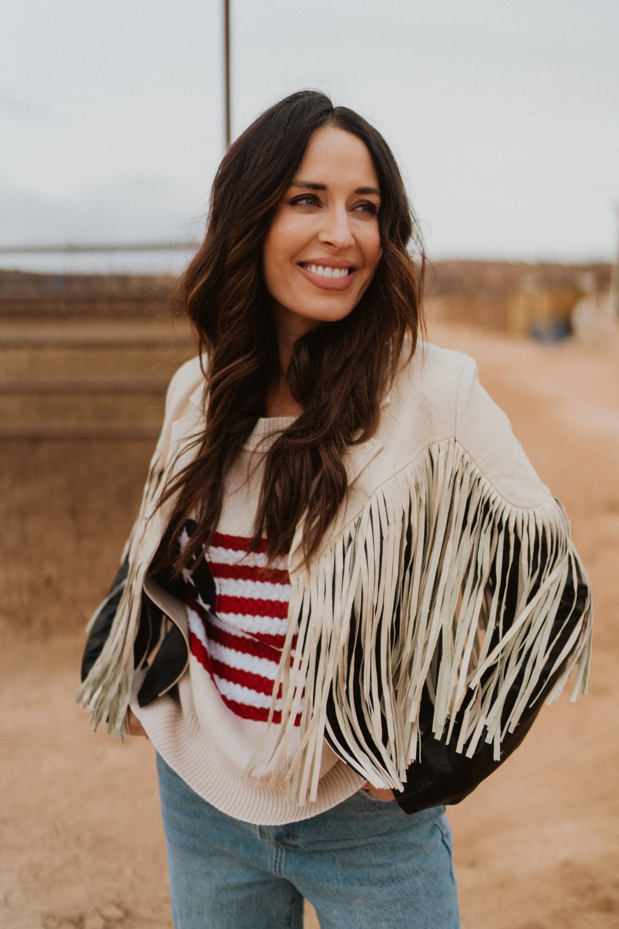 Beige and Black Fringe Jacket sold by Goldie Lew product image thumbnail 4