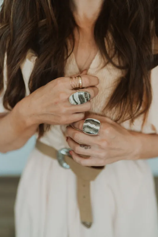 Dulcey Ring | Zebra Calcite Jasper sold by Goldie Lew
