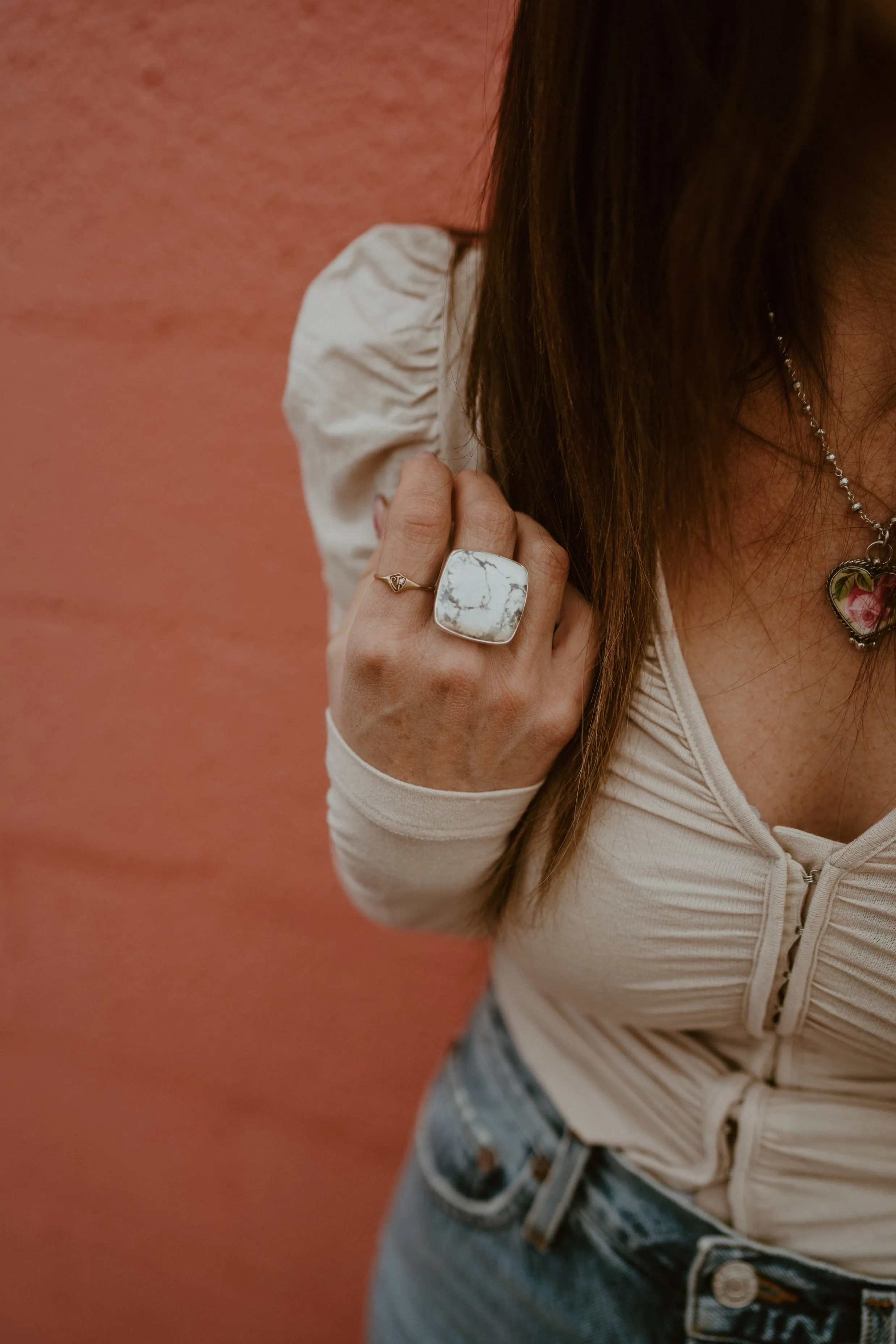 Lindsay Ring | #1 | Howlite sold by Goldie Lew product image thumbnail 3