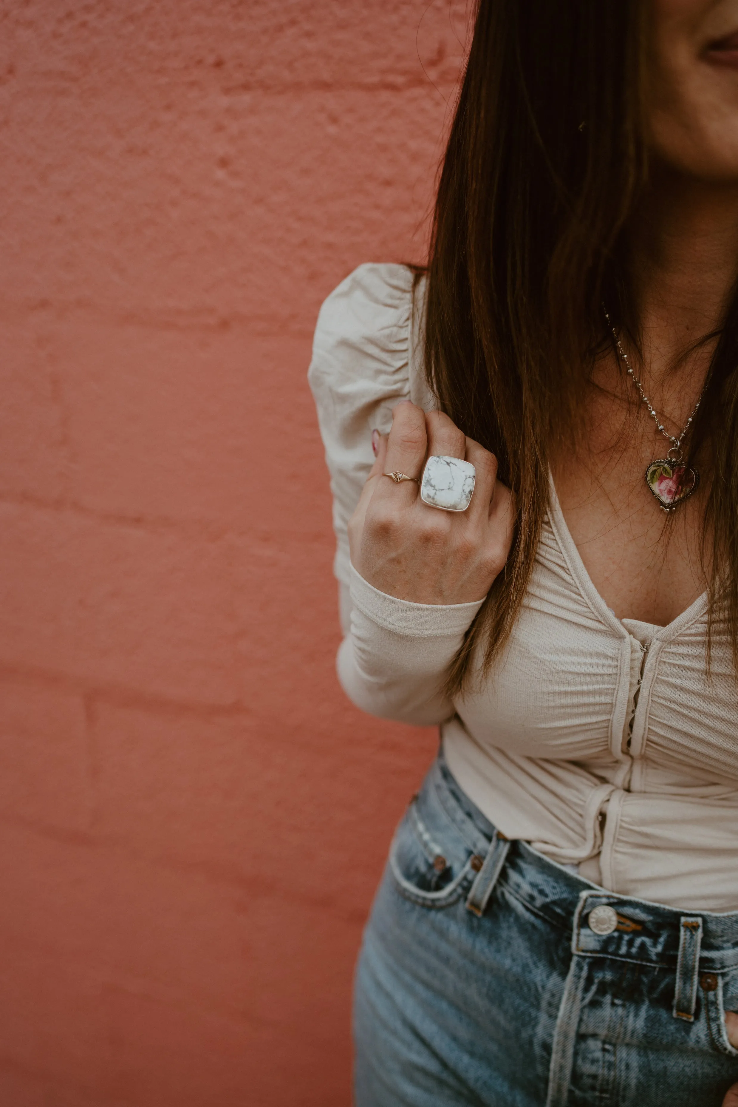 Lindsay Ring | #1 | Howlite sold by Goldie Lew product image thumbnail 4