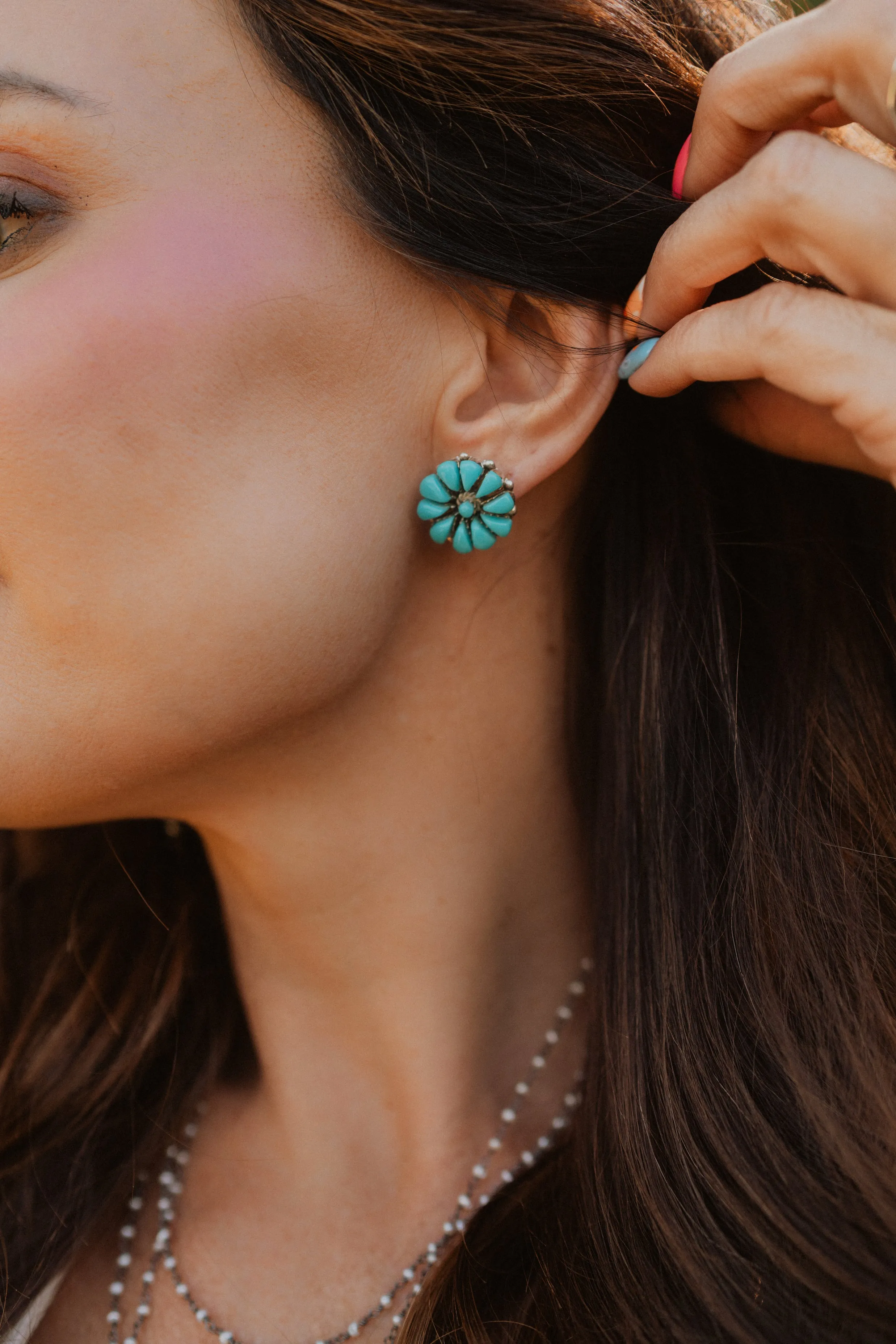 Beyond The Bloom Earrings | Turquoise sold by Goldie Lew product image thumbnail 2