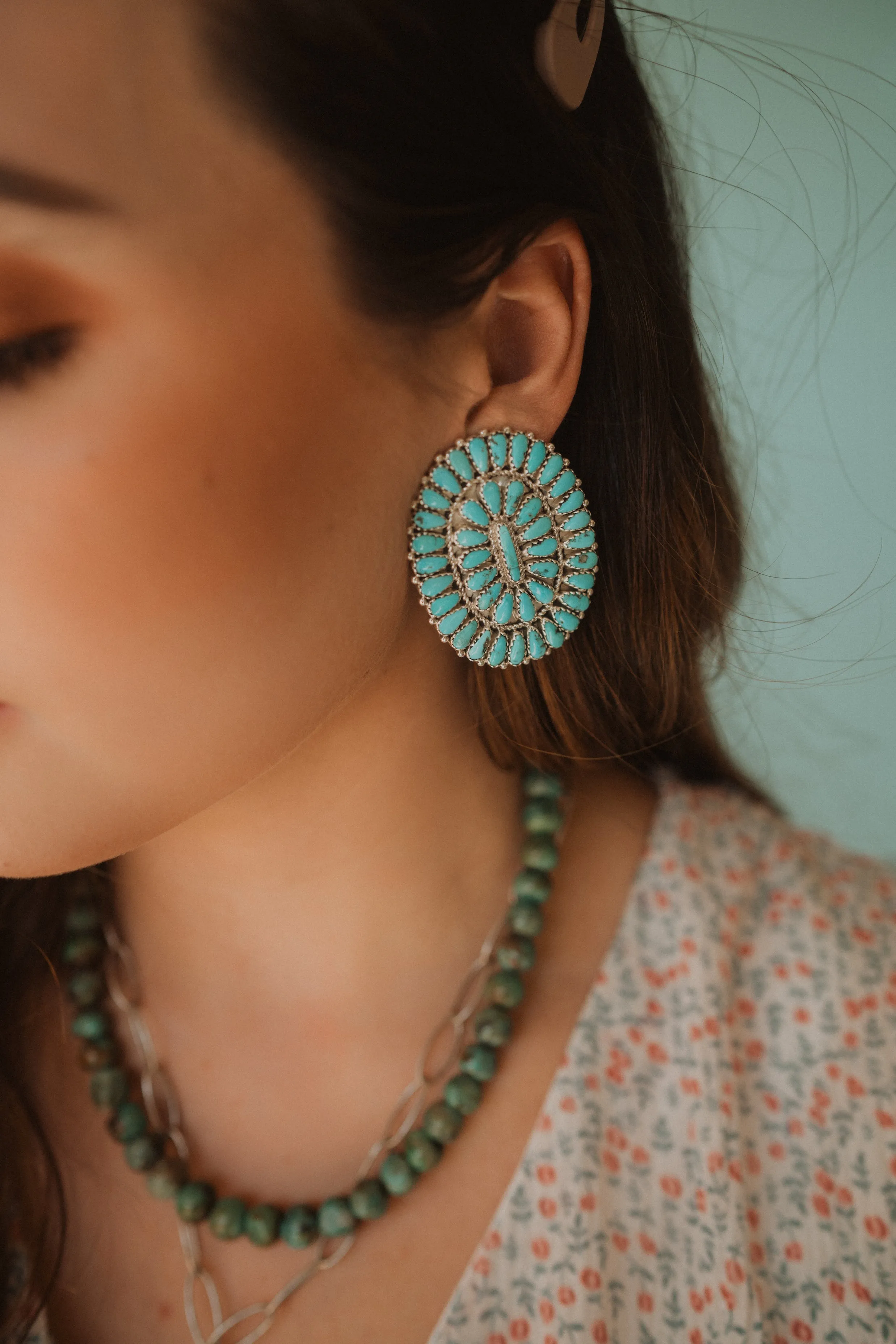 Carol Earrings | Turquoise Zuni sold by Goldie Lew product image thumbnail 3