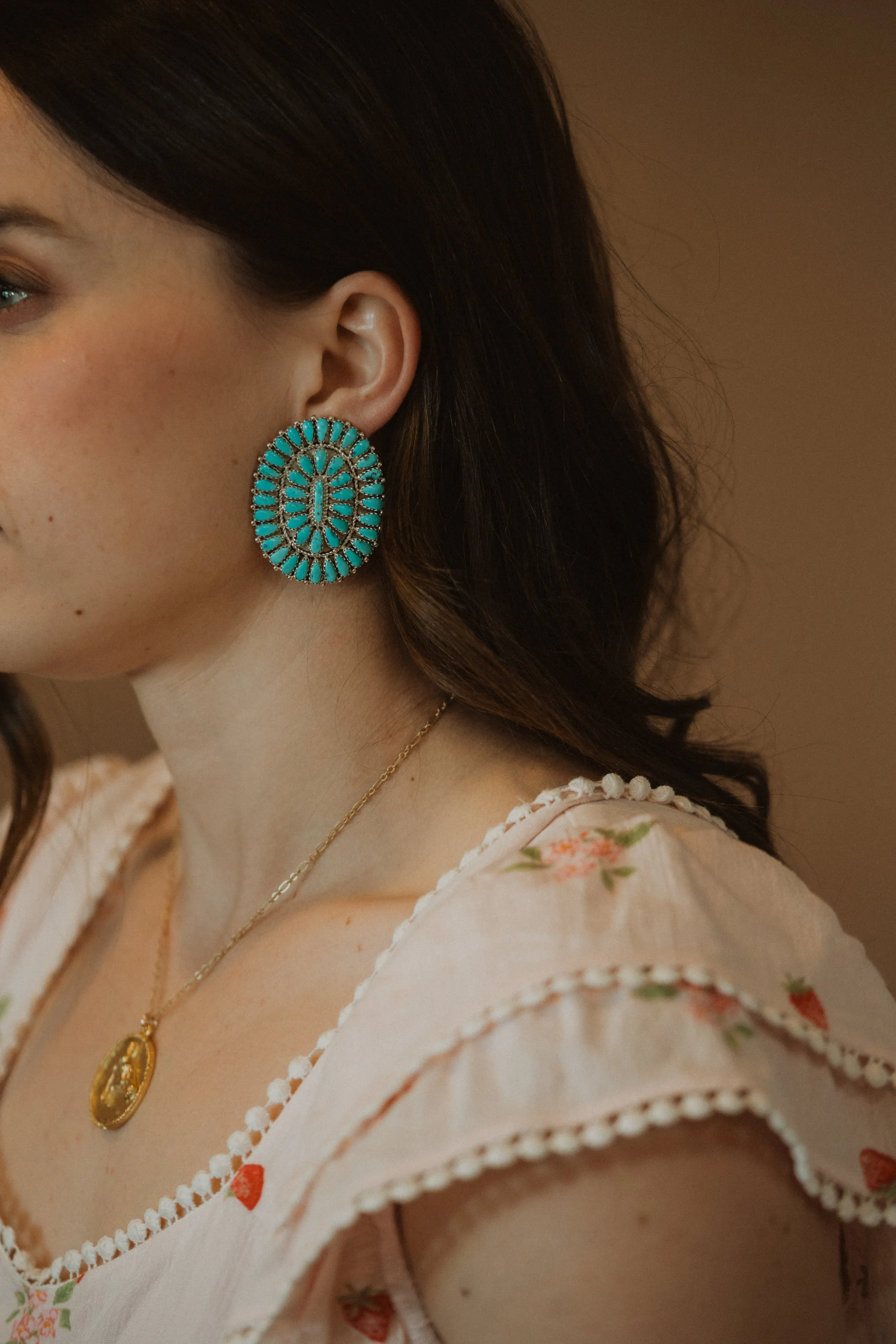 Carol Earrings | Turquoise Zuni sold by Goldie Lew product image thumbnail 2