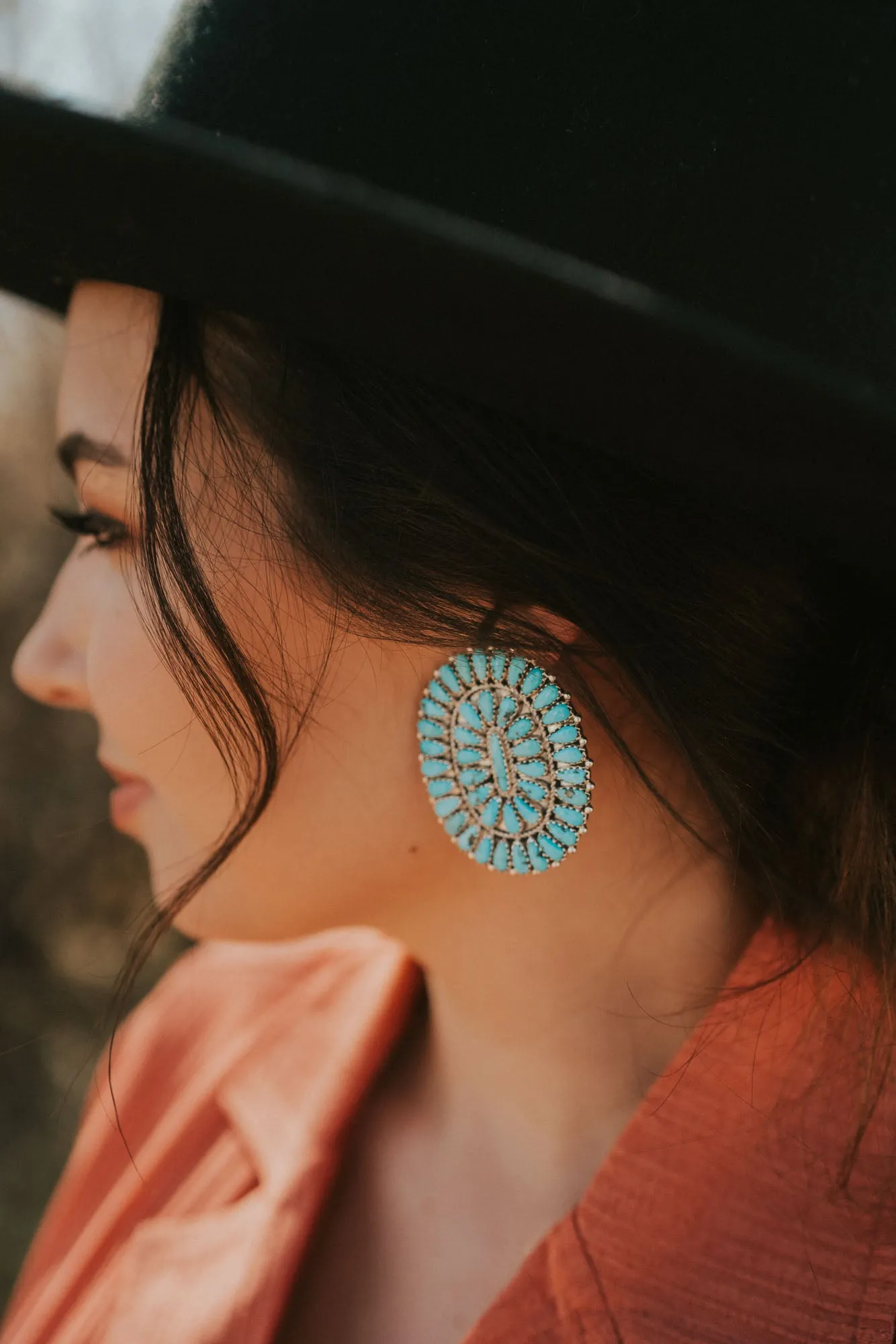 Carol Earrings | Turquoise Zuni sold by Goldie Lew product image thumbnail 4