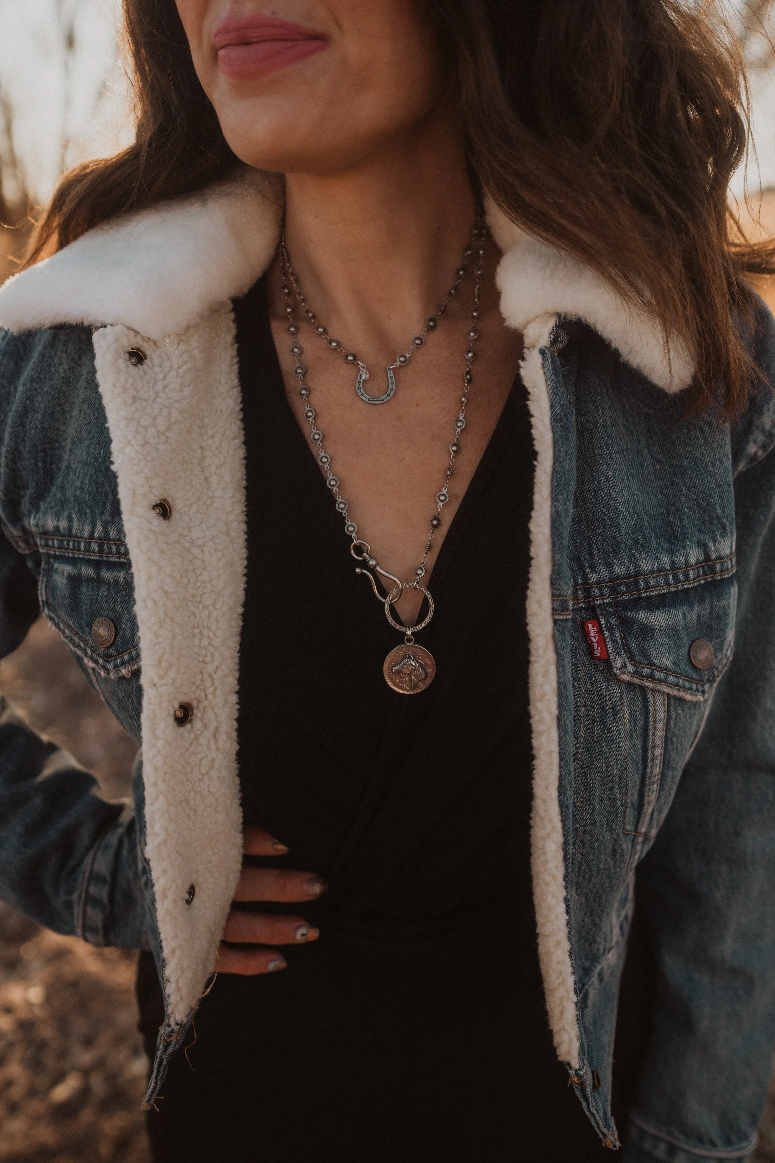 Horse Necklace | Silver Horseshoe Detail sold by Goldie Lew product image thumbnail 2