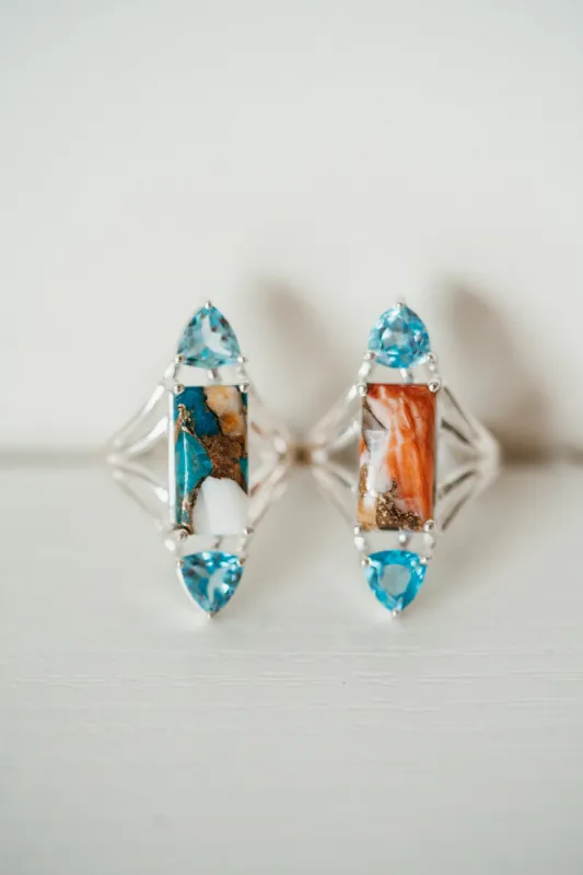 Vale Ring | Spiny Turquoise + Amethyst sold by Goldie Lew