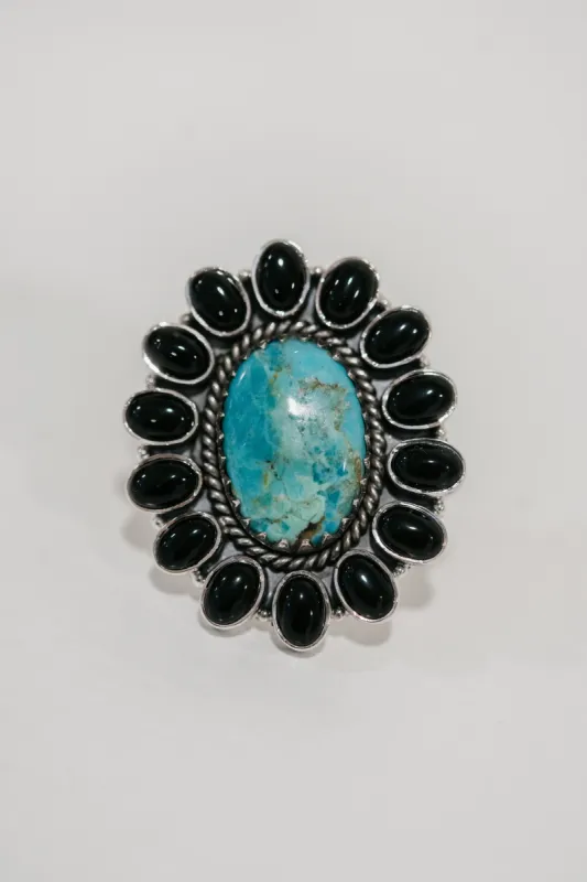 Callie Ring | Black Onyx + Turquoise sold by Goldie Lew