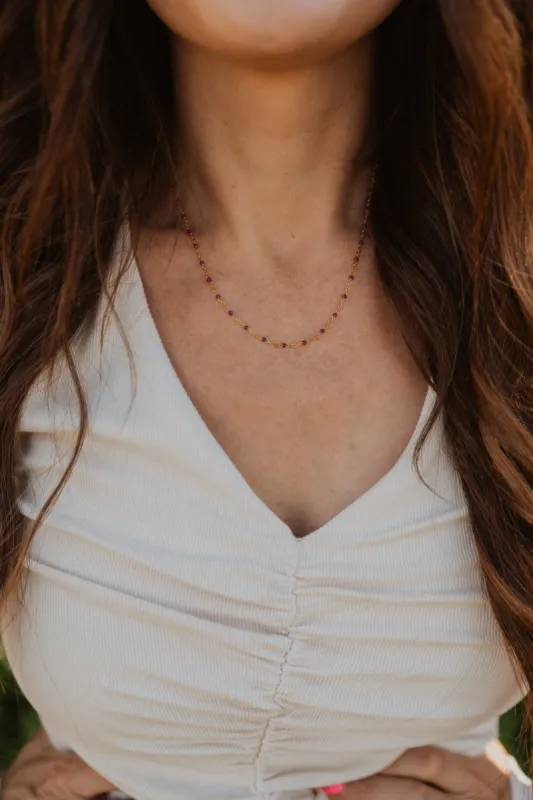 Maria Necklace | Gold + Dark Magenta - FINAL SALE sold by Goldie Lew