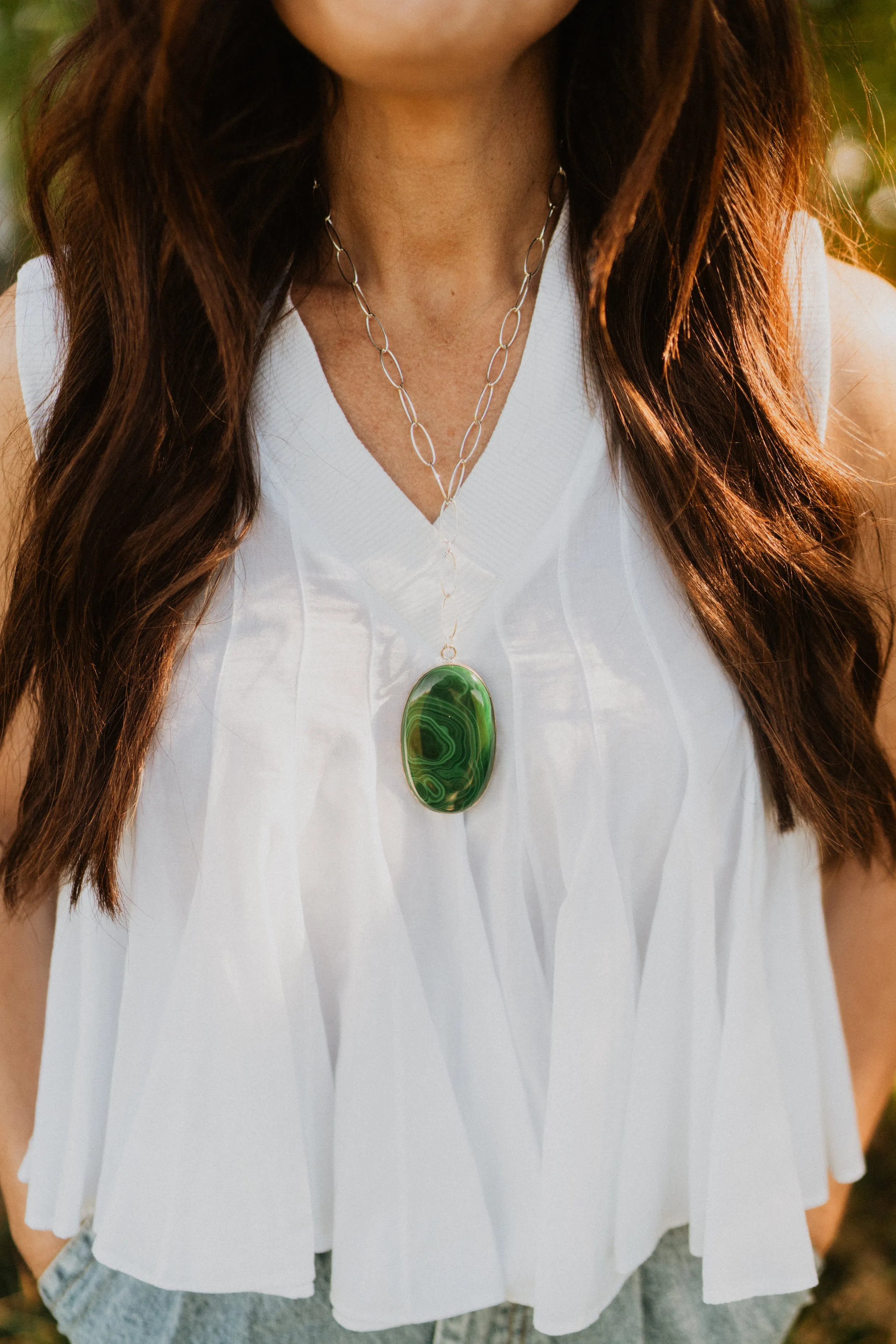 Fern Necklace | Malachite - FINAL SALE sold by Goldie Lew