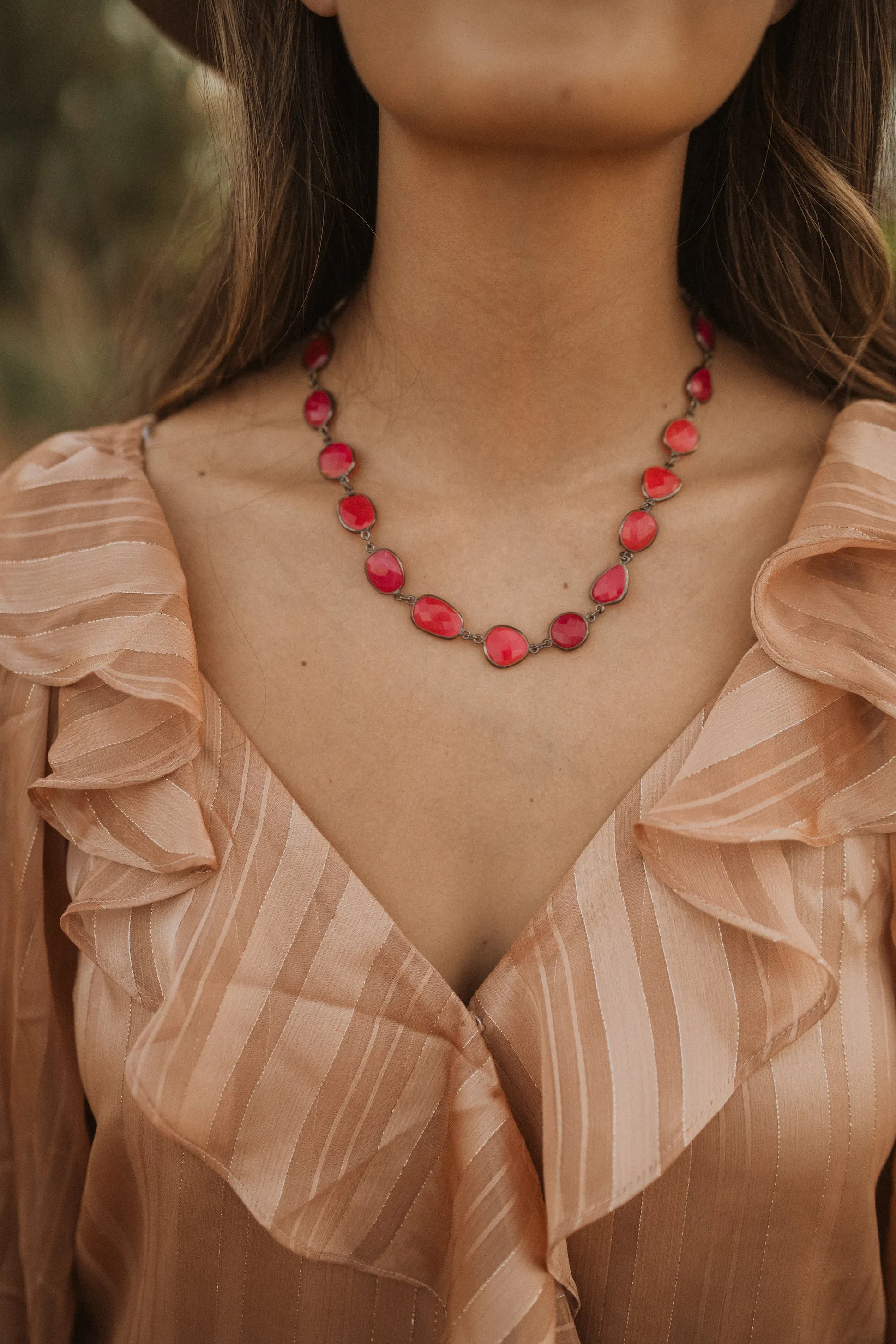 Tamera Necklace | Pink Chalcedony sold by Goldie Lew product image thumbnail 2