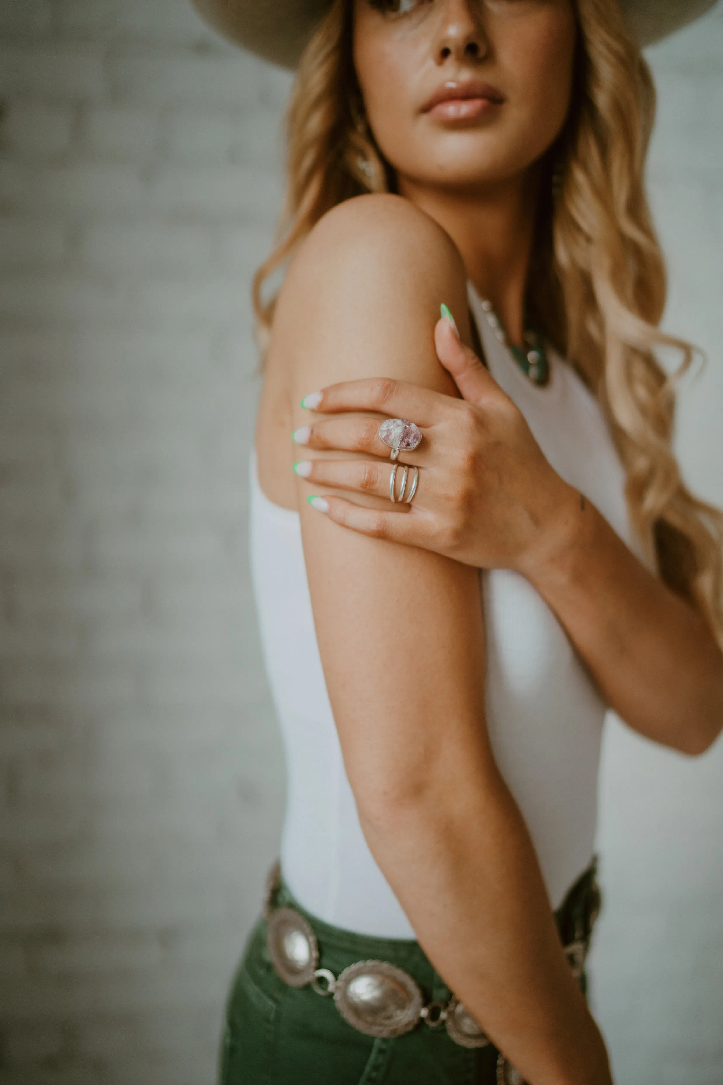 Britty Ring | Oval | Pink Tourmaline Quartz sold by Goldie Lew product image thumbnail 4