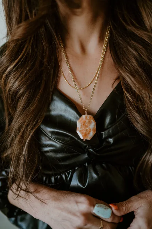 Astrid Necklace | Orange Agate - FINAL SALE sold by Goldie Lew
