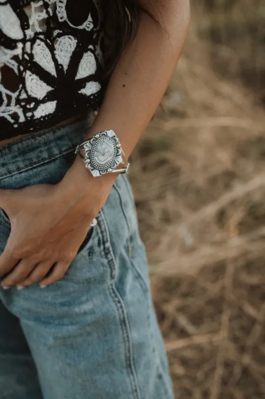 Jane Cuff | Crazy Lace Agate sold by Goldie Lew