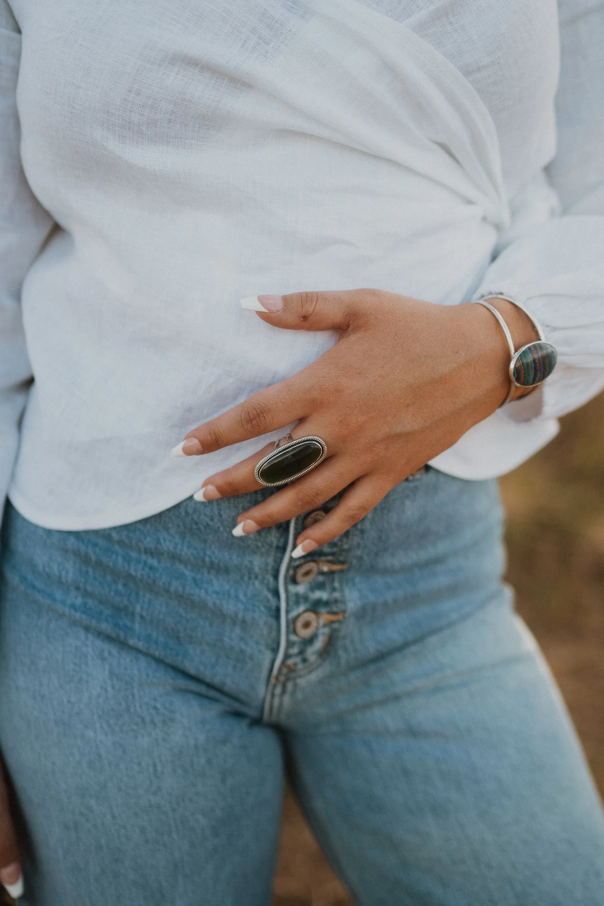 Hopkins Ring | Nephrite Jade sold by Goldie Lew product image thumbnail 2
