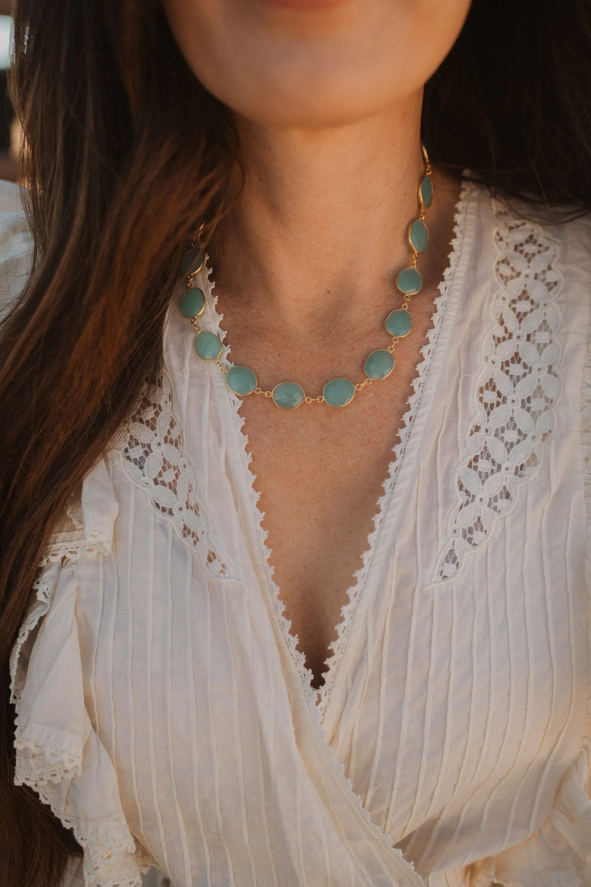 Fabiola Necklace | Blue Chalcedony sold by Goldie Lew product image thumbnail 2