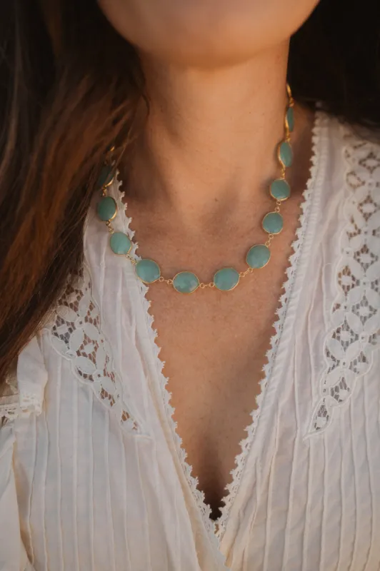 Fabiola Necklace | Blue Chalcedony sold by Goldie Lew