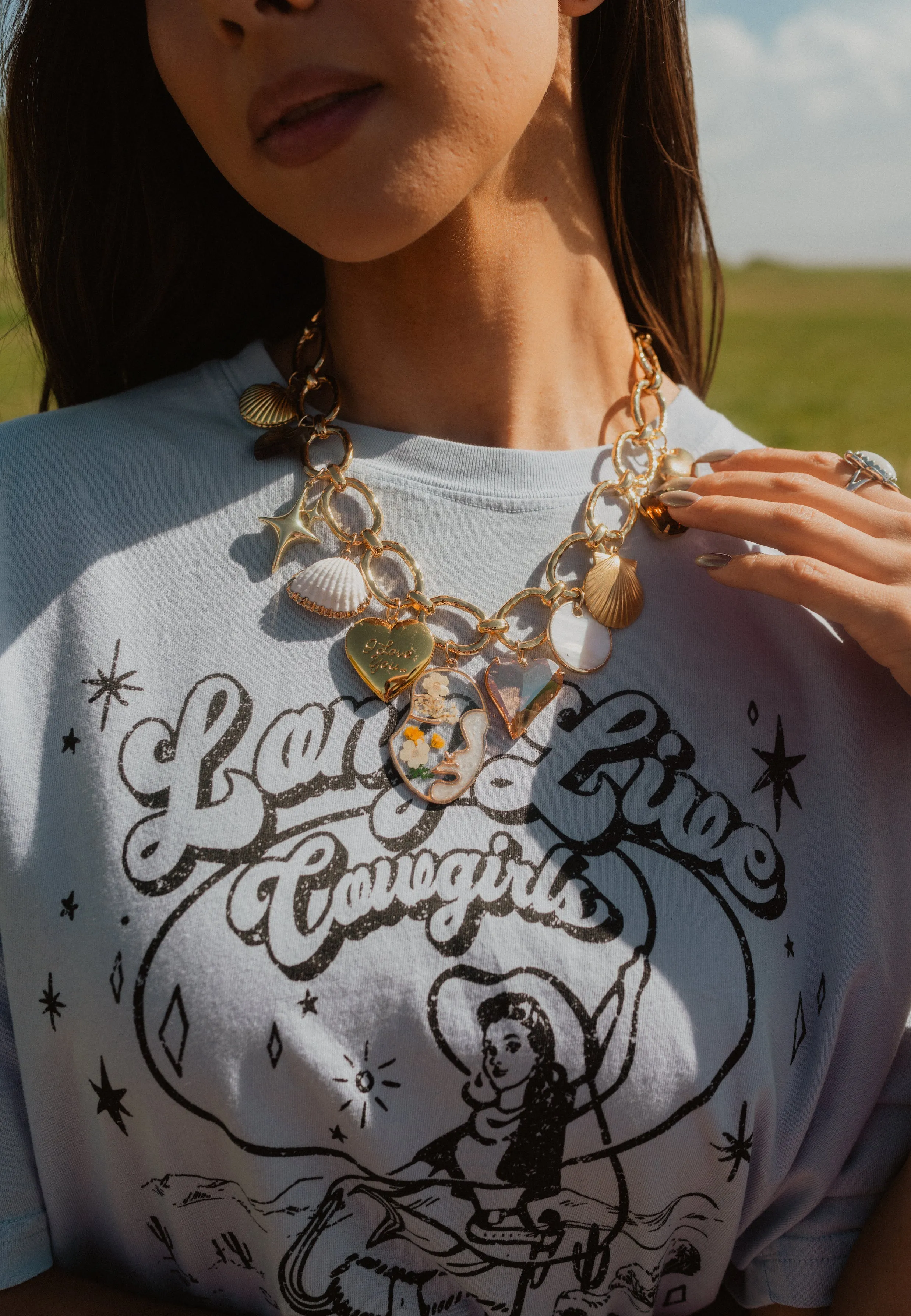 Golden Seashells Charm Necklace sold by Goldie Lew product image thumbnail 2