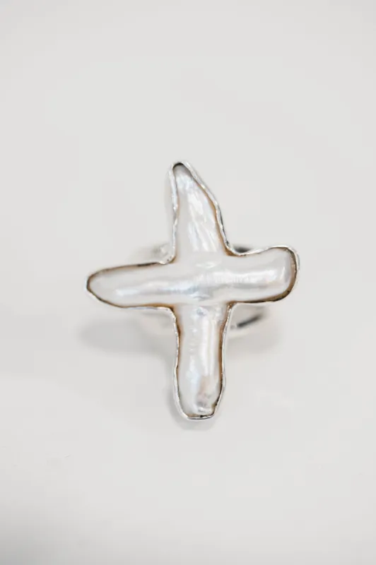 Pearl Cross Ring | #2 sold by Goldie Lew