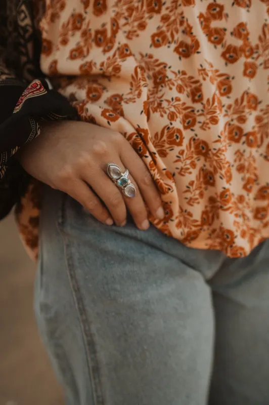 Maisie Ring | Moonstone + Topaz sold by Goldie Lew