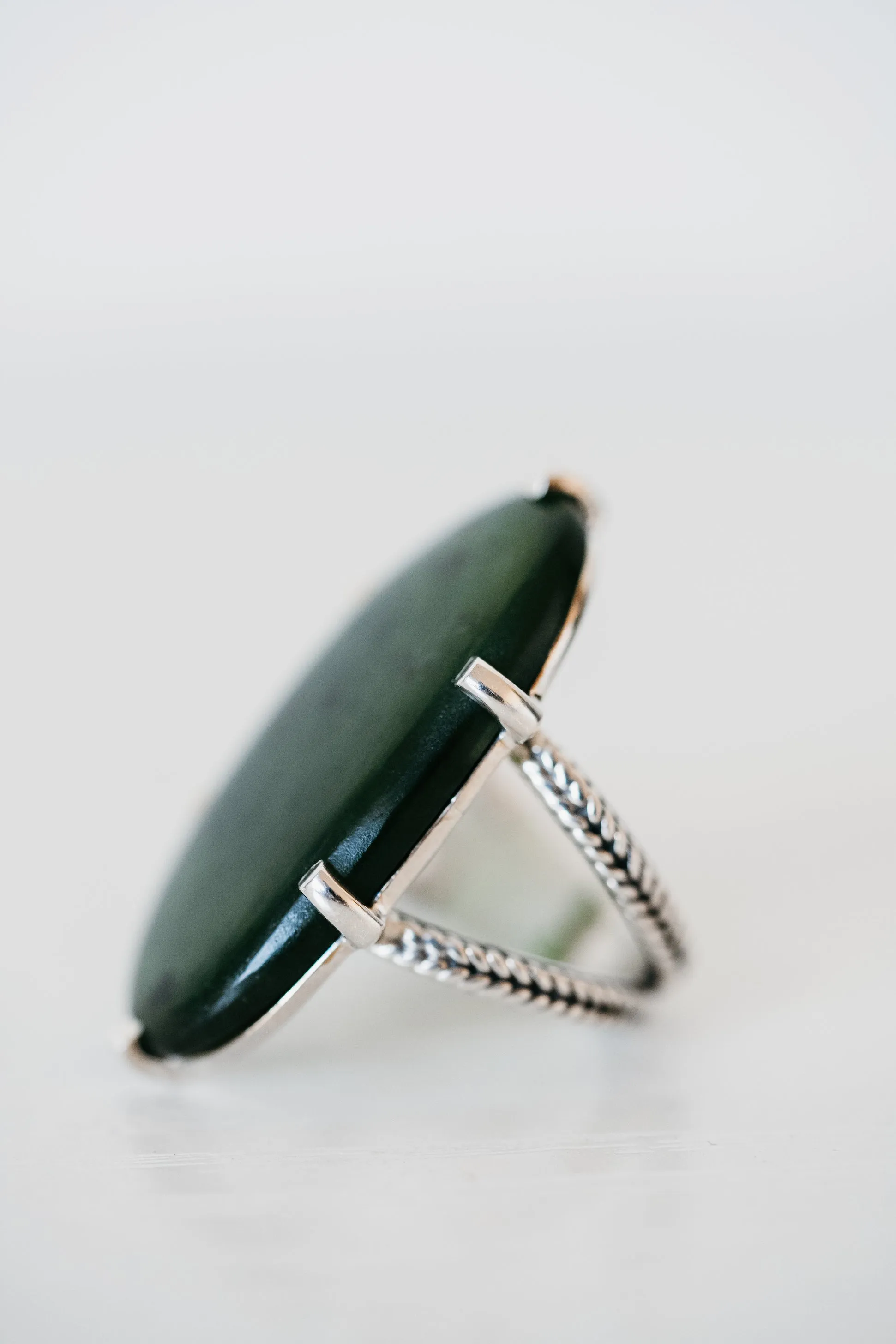 Lynn Ring | Nephrite Jade sold by Goldie Lew product image thumbnail 3
