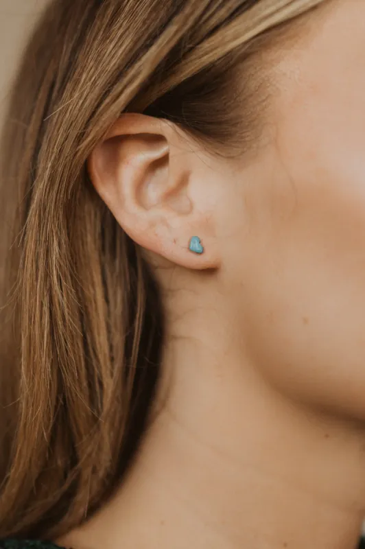 Turquoise Heart Studs sold by Goldie Lew