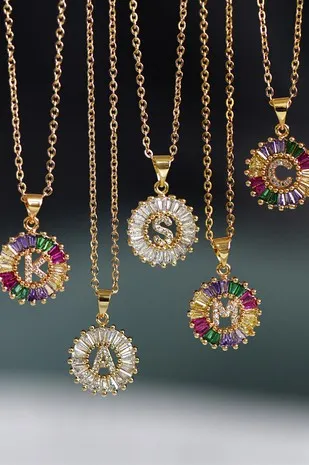 Circle Initial Necklace sold by Goldie Lew