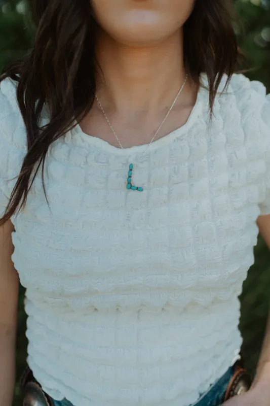 Turquoise Initial Necklace | #2 made by Goldie Lew