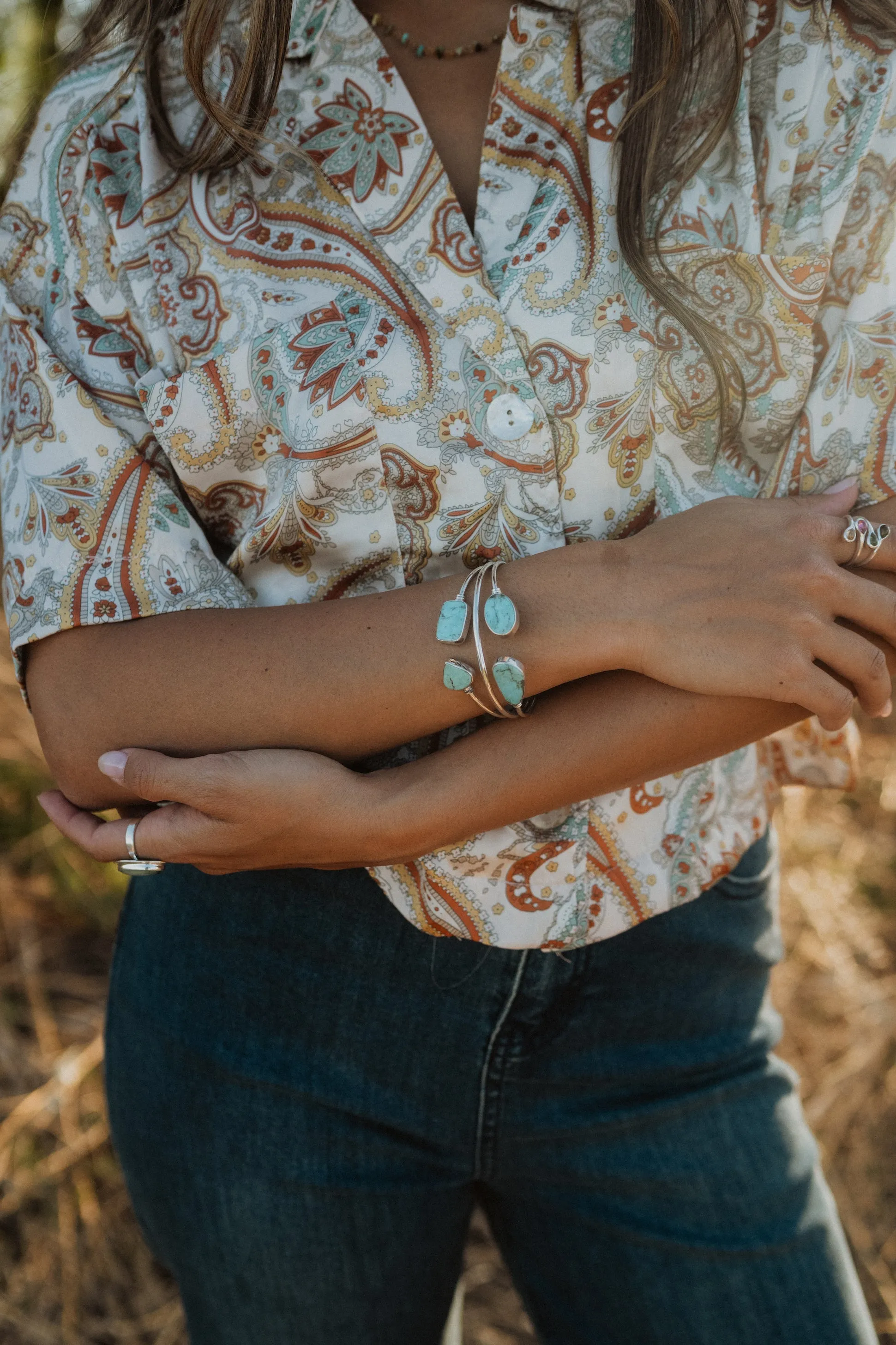 Faro Cuff | Turquoise sold by Goldie Lew product image thumbnail 3