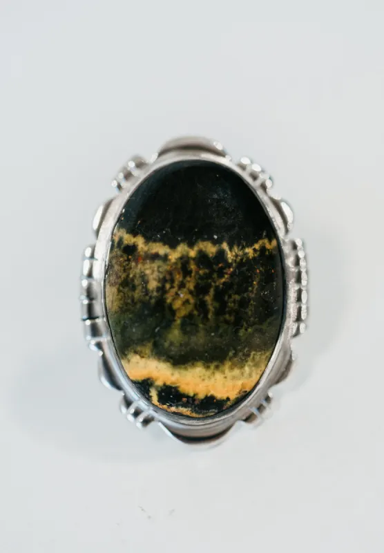 Xenia Ring | Bumblebee Jasper sold by Goldie Lew