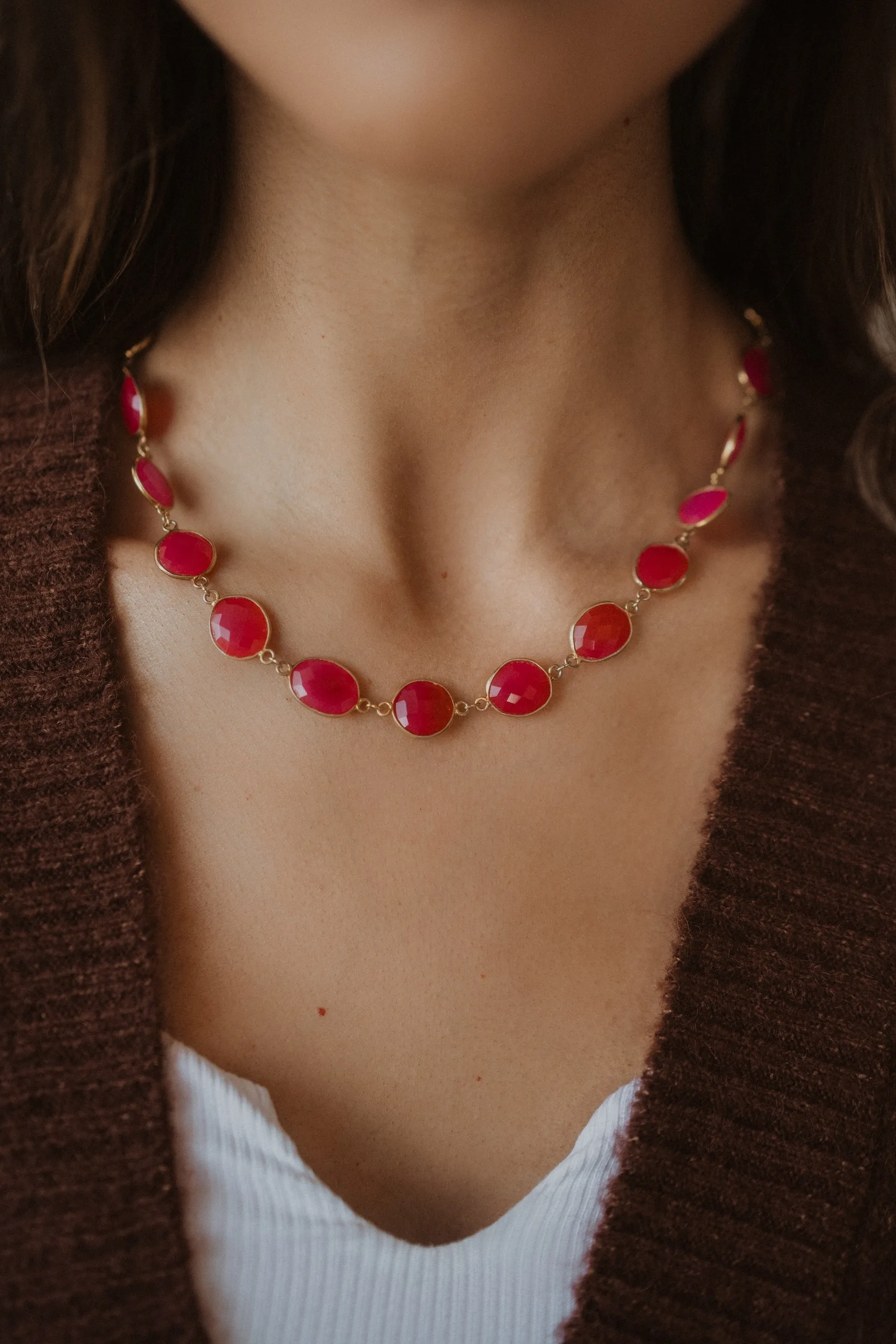 Paxy Necklace | Pink Chalcedony sold by Goldie Lew product image thumbnail 2