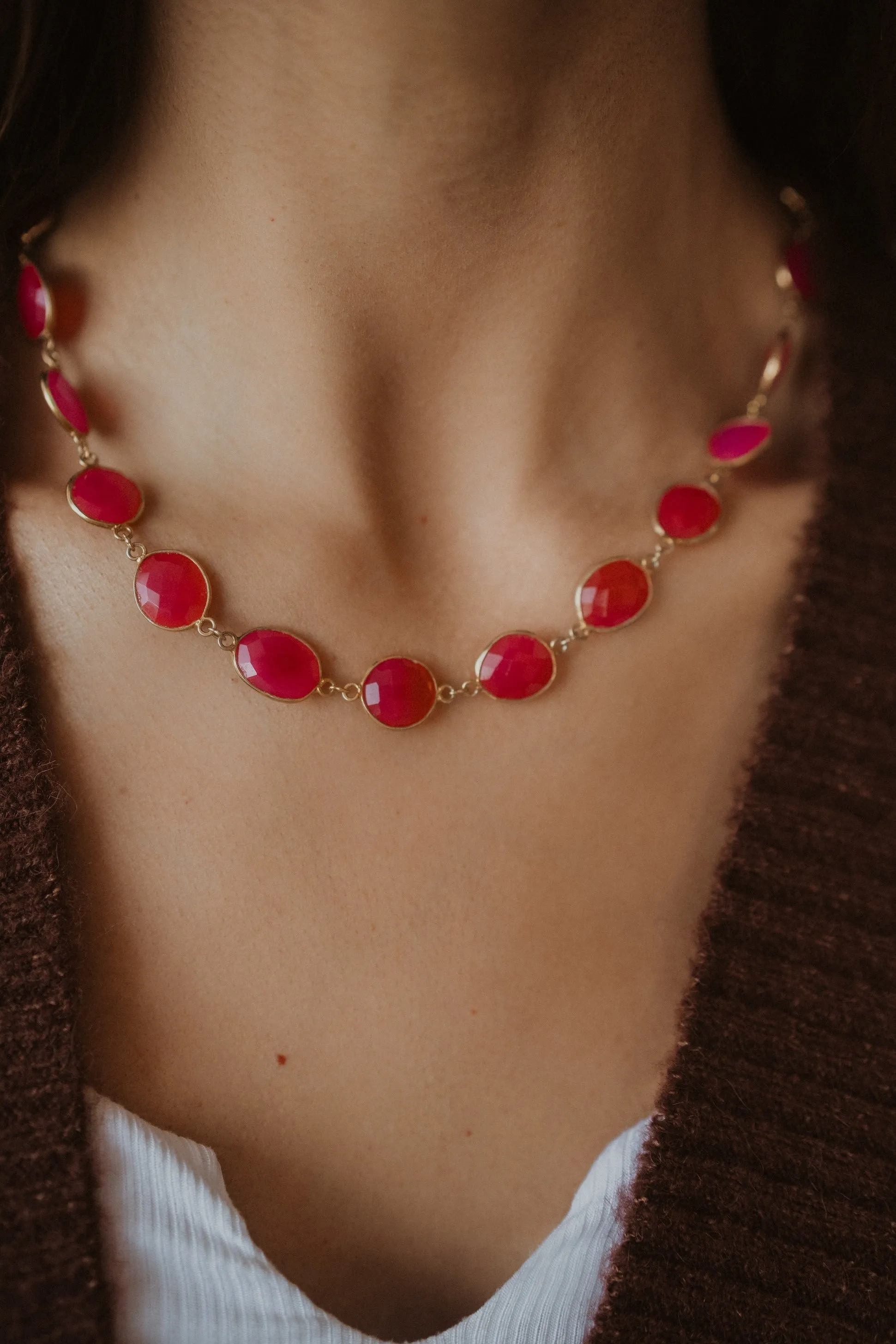 Paxy Necklace | Pink Chalcedony sold by Goldie Lew product image thumbnail 3