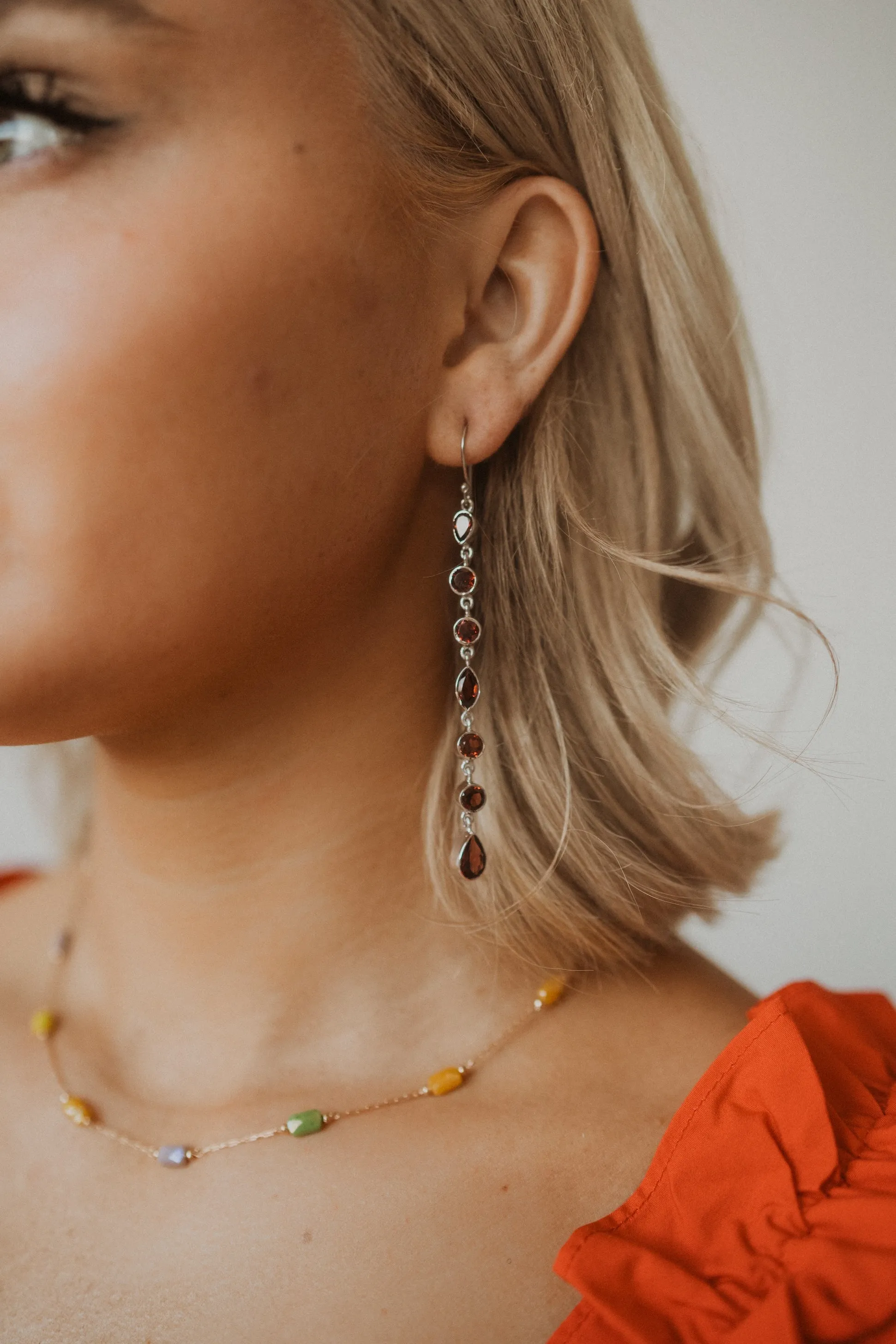 February Earrings | Red Garnet sold by Goldie Lew product image thumbnail 2