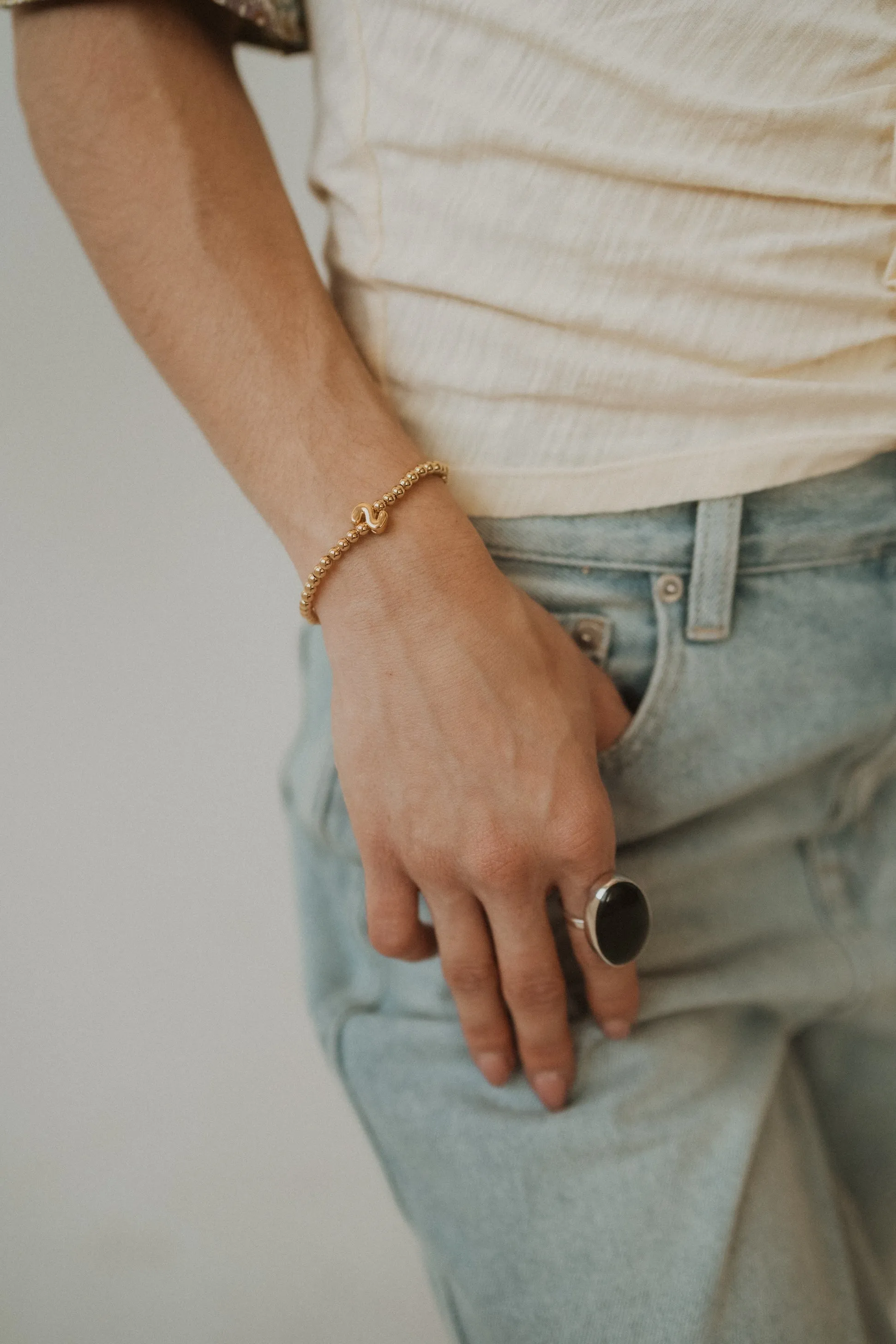 Gold Initial Bracelet sold by Goldie Lew product image thumbnail 3