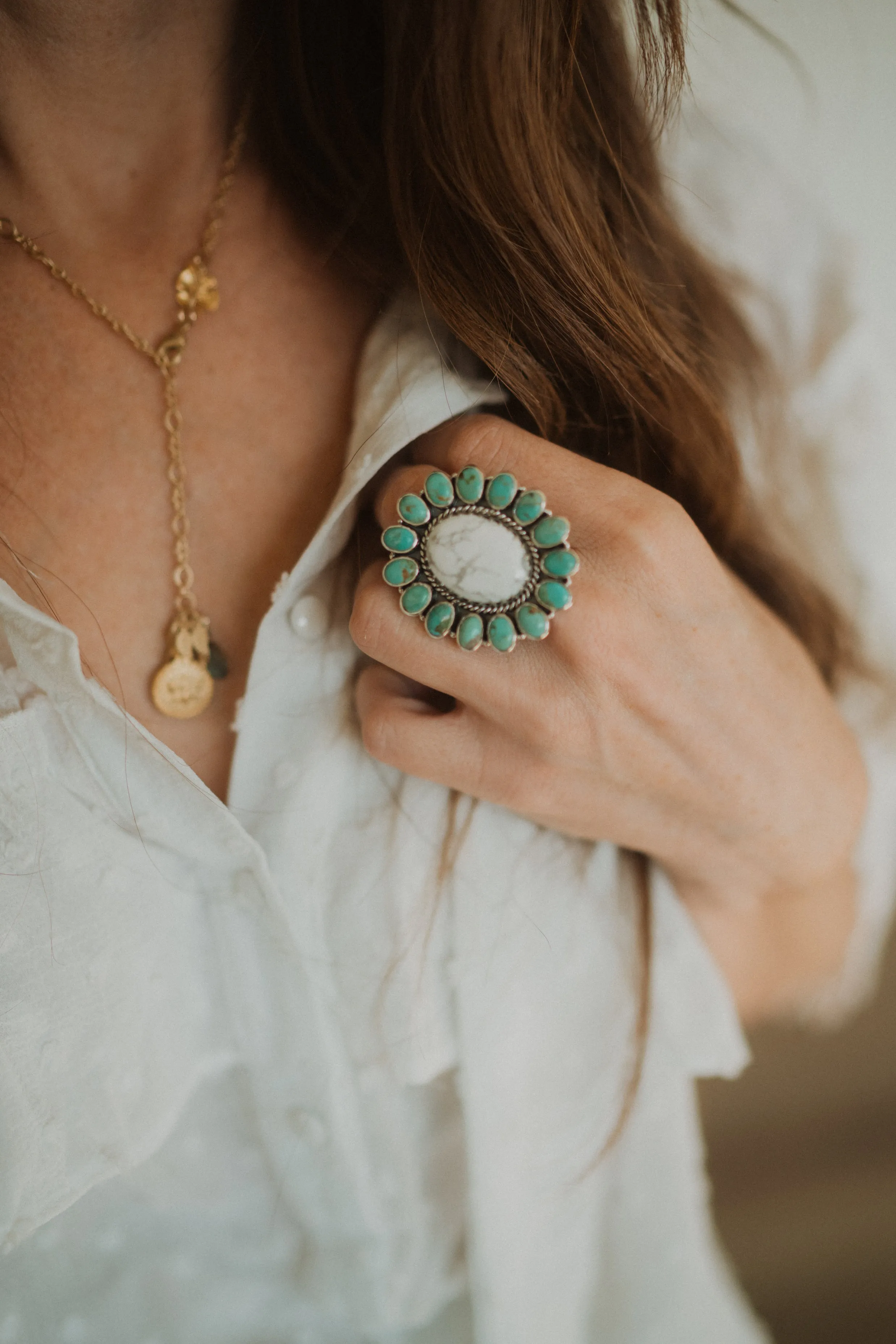 Mckenna Ring | Turquoise + Howlite sold by Goldie Lew product image thumbnail 4
