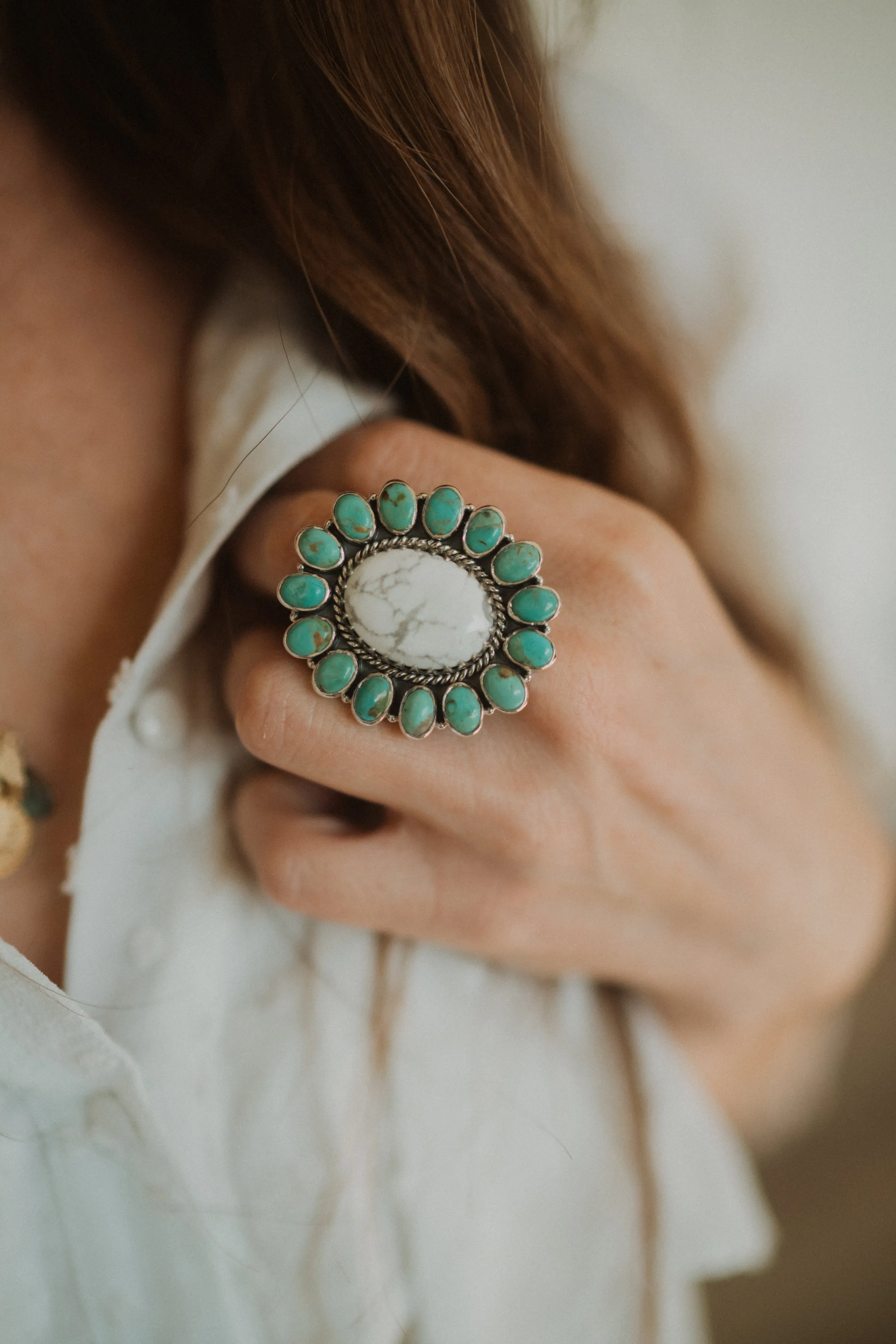 Mckenna Ring | Turquoise + Howlite sold by Goldie Lew product image thumbnail 5