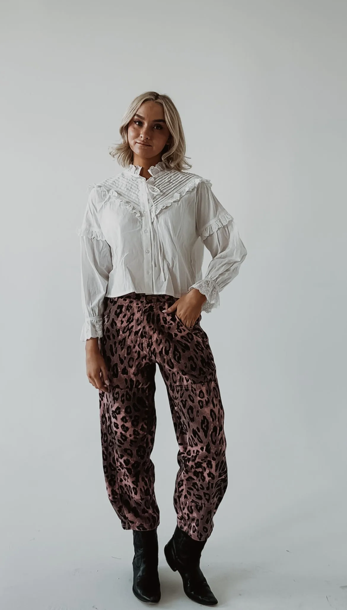 Mocha Mauve Leopard Pants sold by Goldie Lew product image thumbnail 2