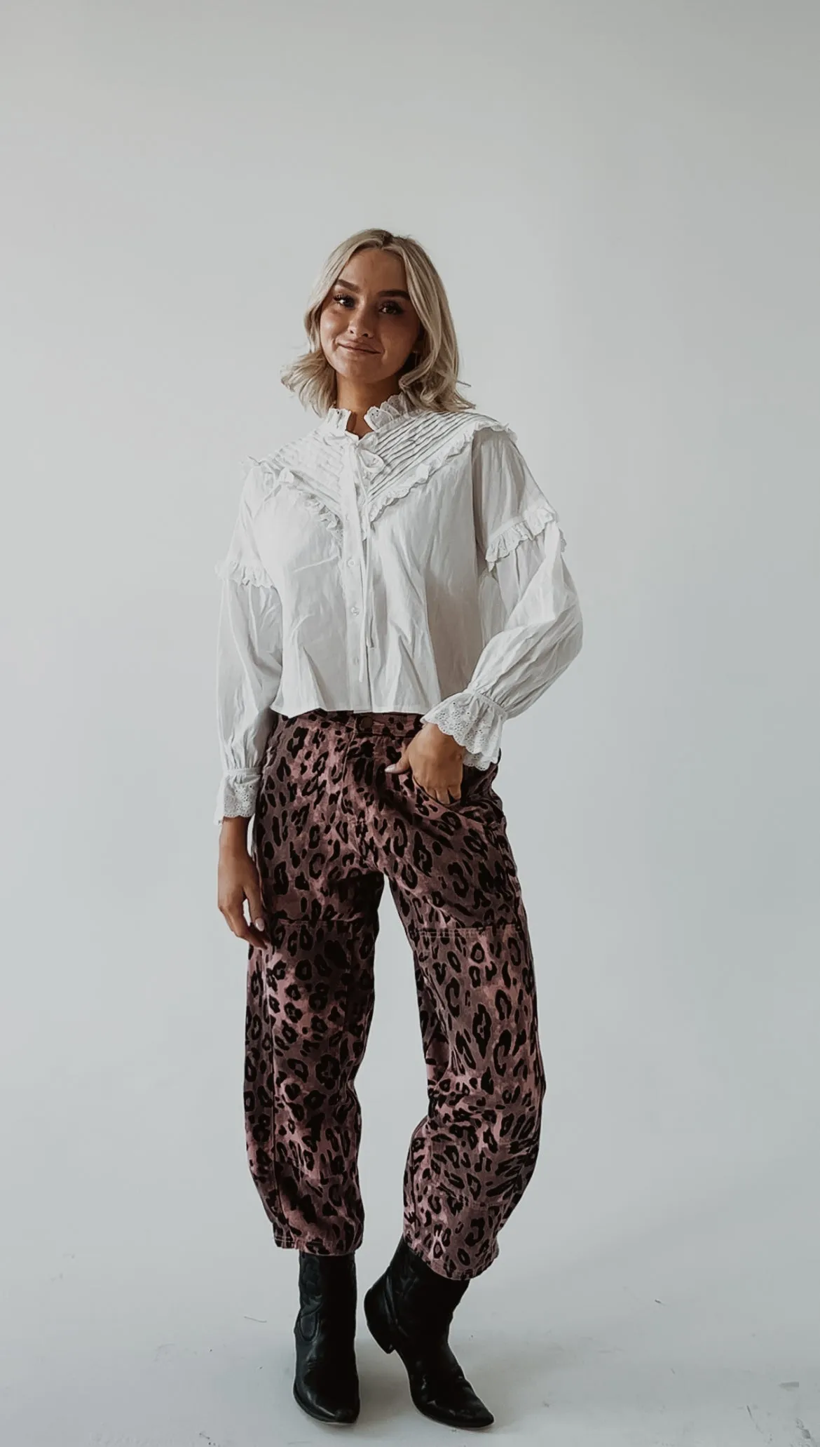 Mocha Mauve Leopard Pants sold by Goldie Lew product image thumbnail 3
