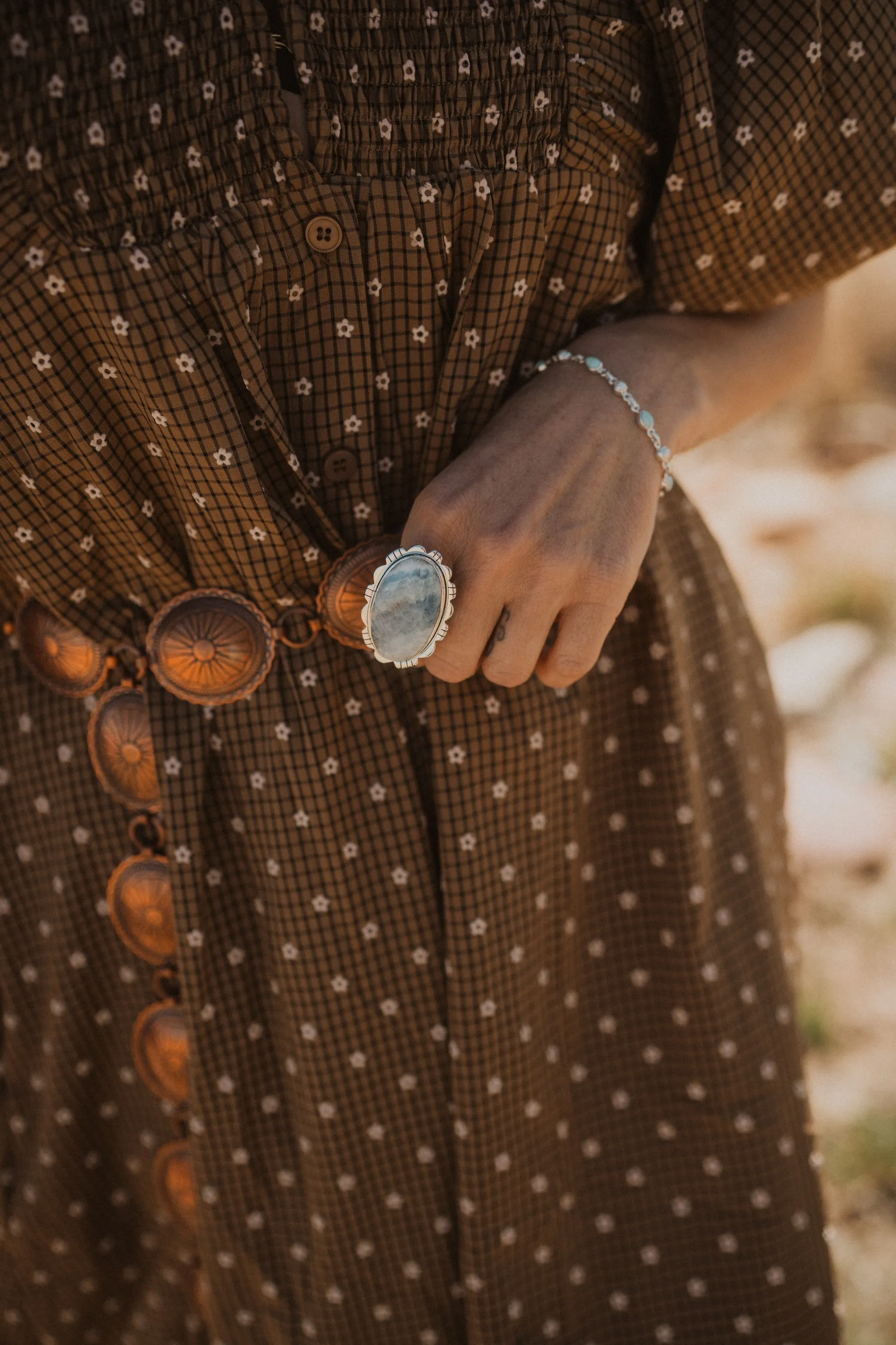 Xenia Ring | Blue Rhodochrosite sold by Goldie Lew product image thumbnail 2