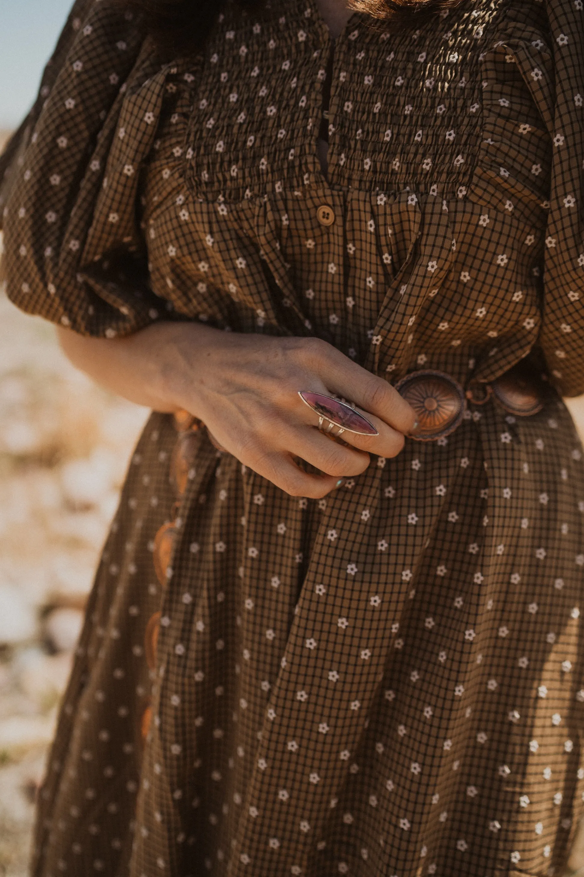 Ruth Ring | Pink Rhodonite sold by Goldie Lew product image thumbnail 2