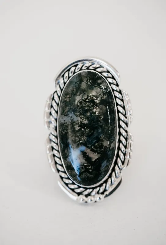 Leif Ring | Moss Agate sold by Goldie Lew